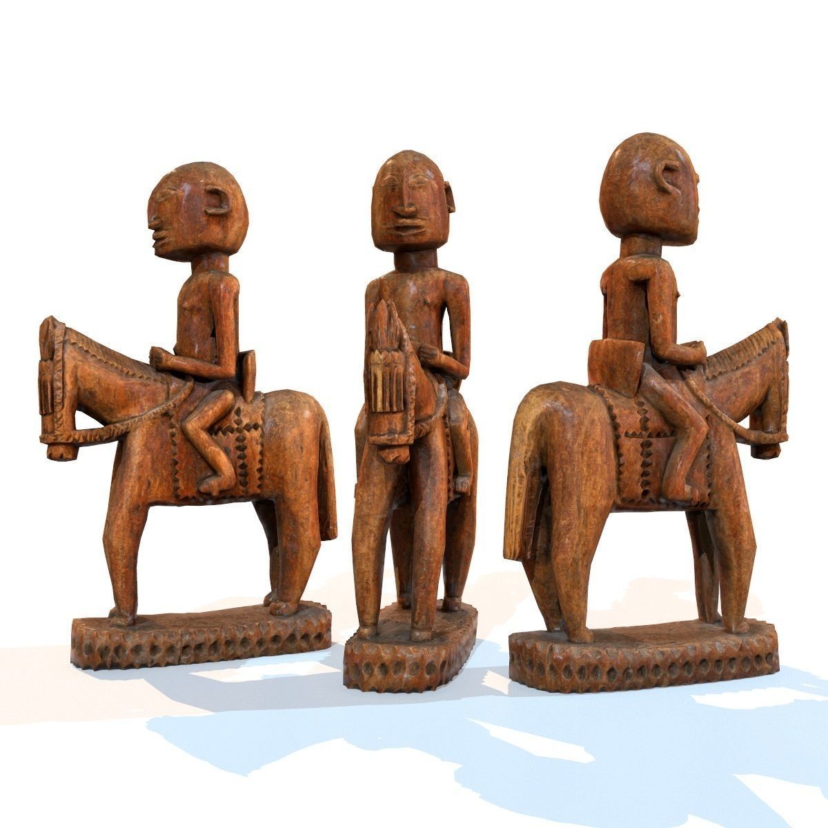 6 Statues Collection mexican figurine Low-poly 3D model_16