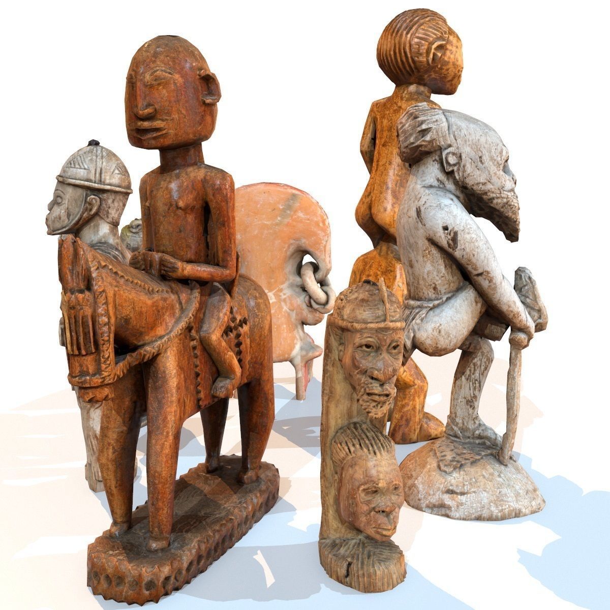 6 Statues Collection mexican figurine Low-poly 3D model_8