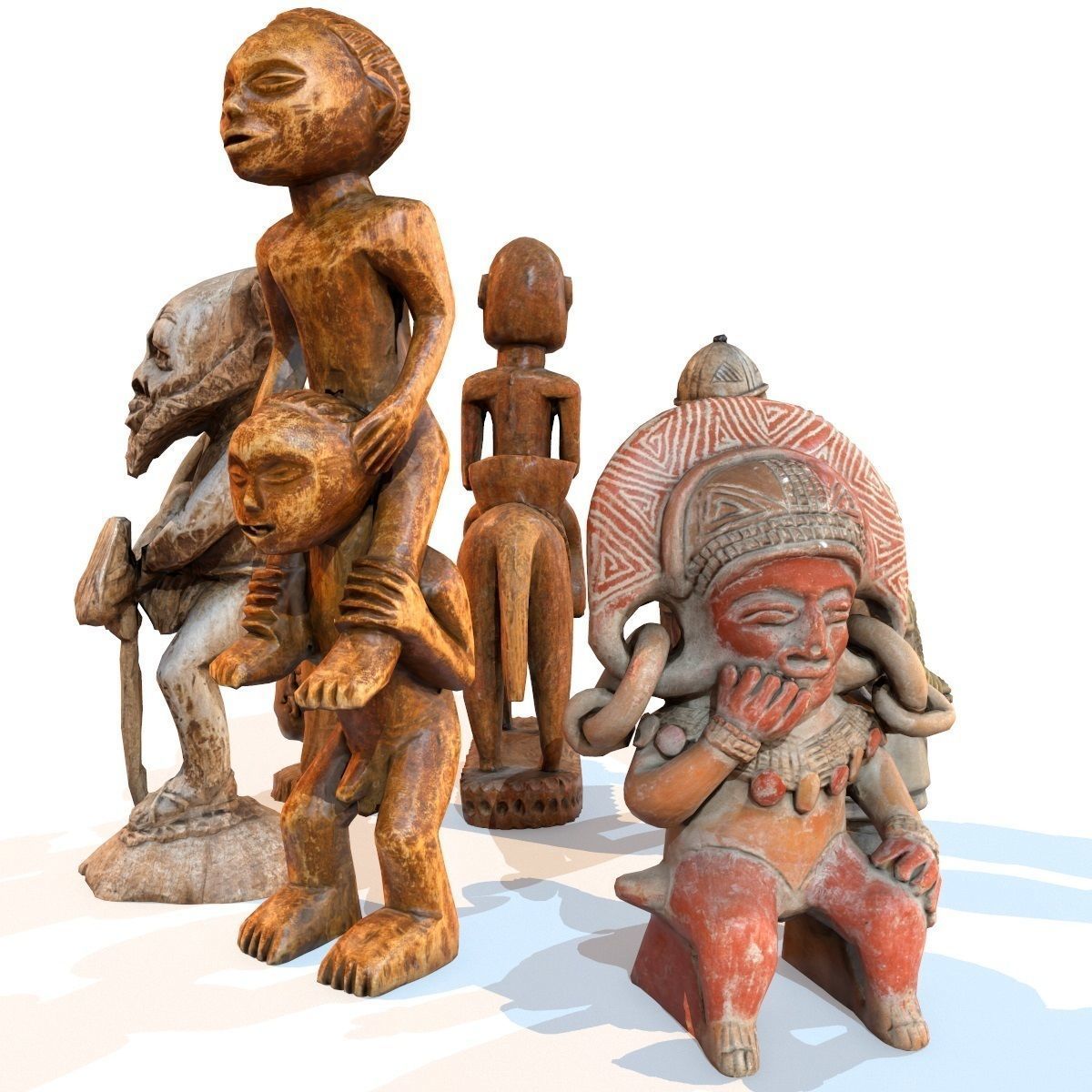 6 Statues Collection mexican figurine Low-poly 3D model_9