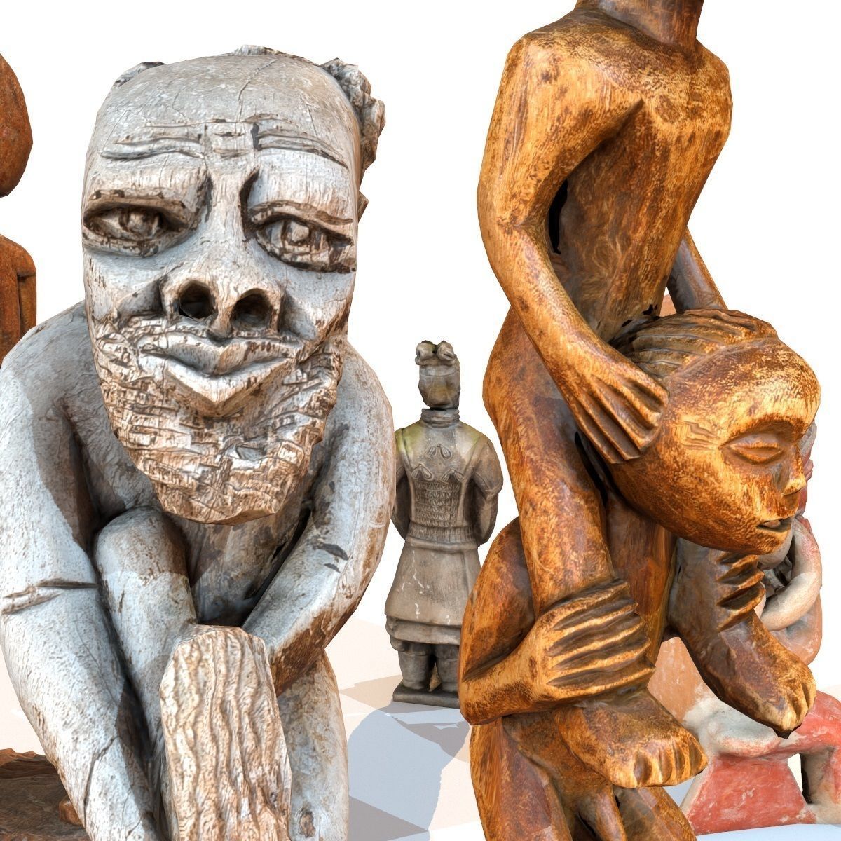 6 Statues Collection mexican figurine Low-poly 3D model_12