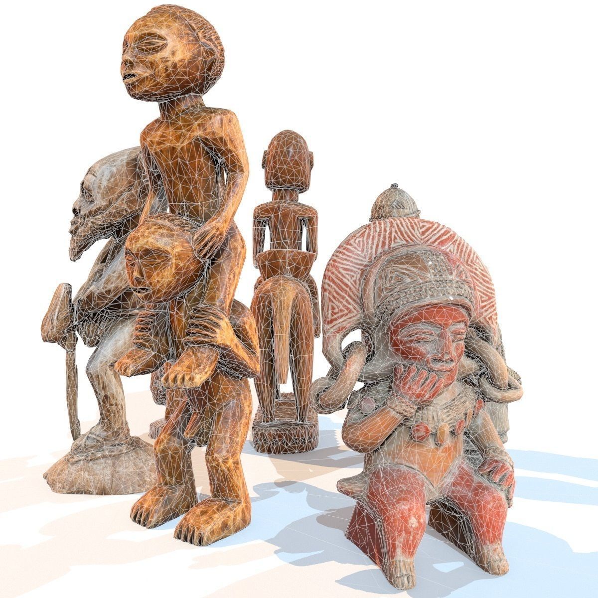 6 Statues Collection mexican figurine Low-poly 3D model_14