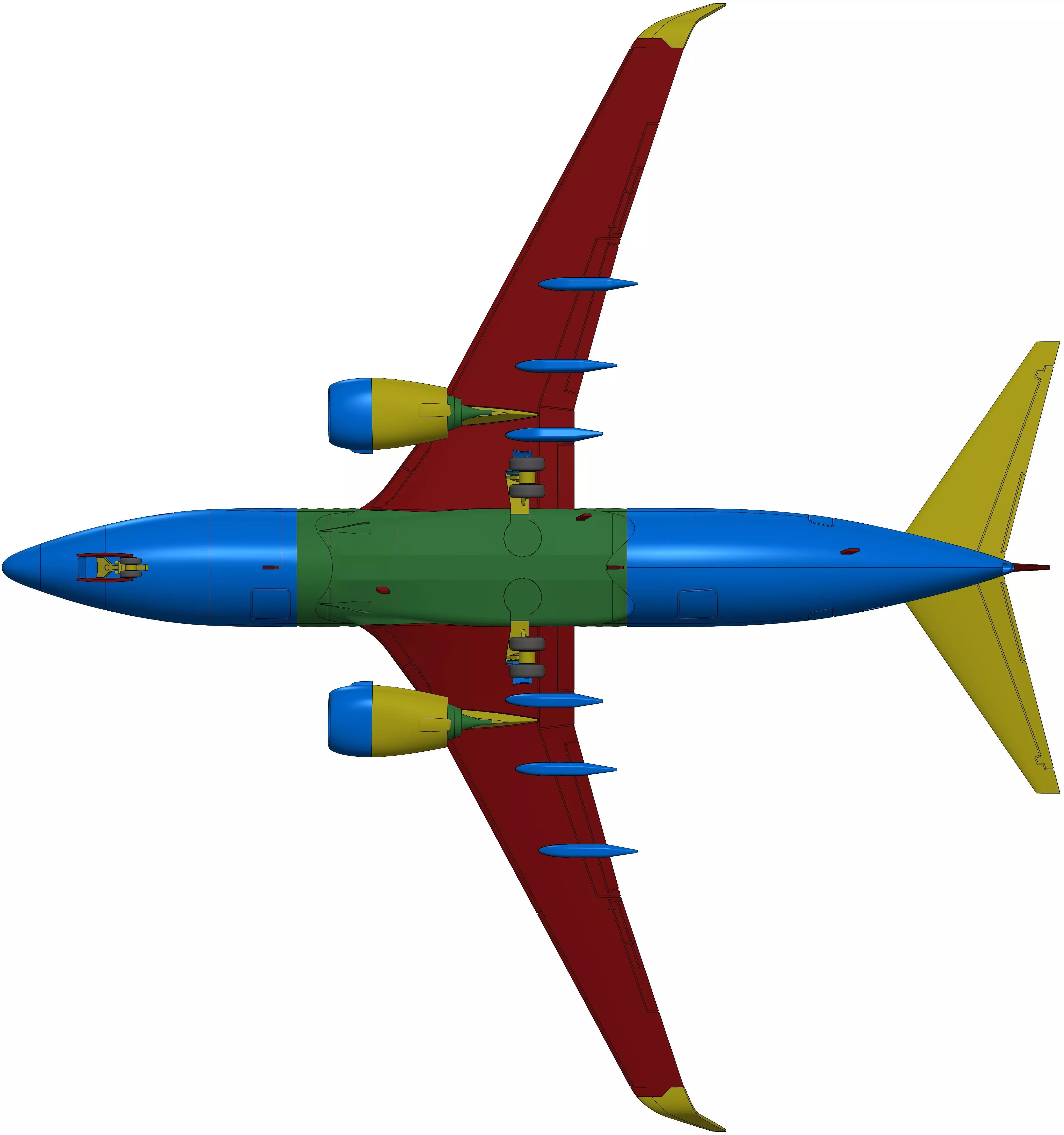 181213 Model kit Boeing 737-700 Sharklet Down 3D print model_17