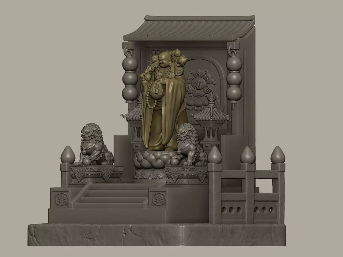 Maitreya Buddha Shrine 3D print model_4