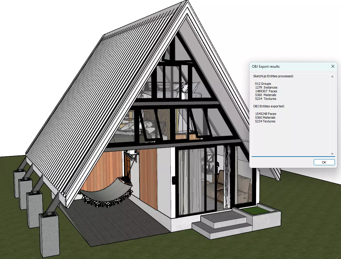 A-Frame House with Loft and Parking Modern Cabin 3D Model Low-poly 3D model_8
