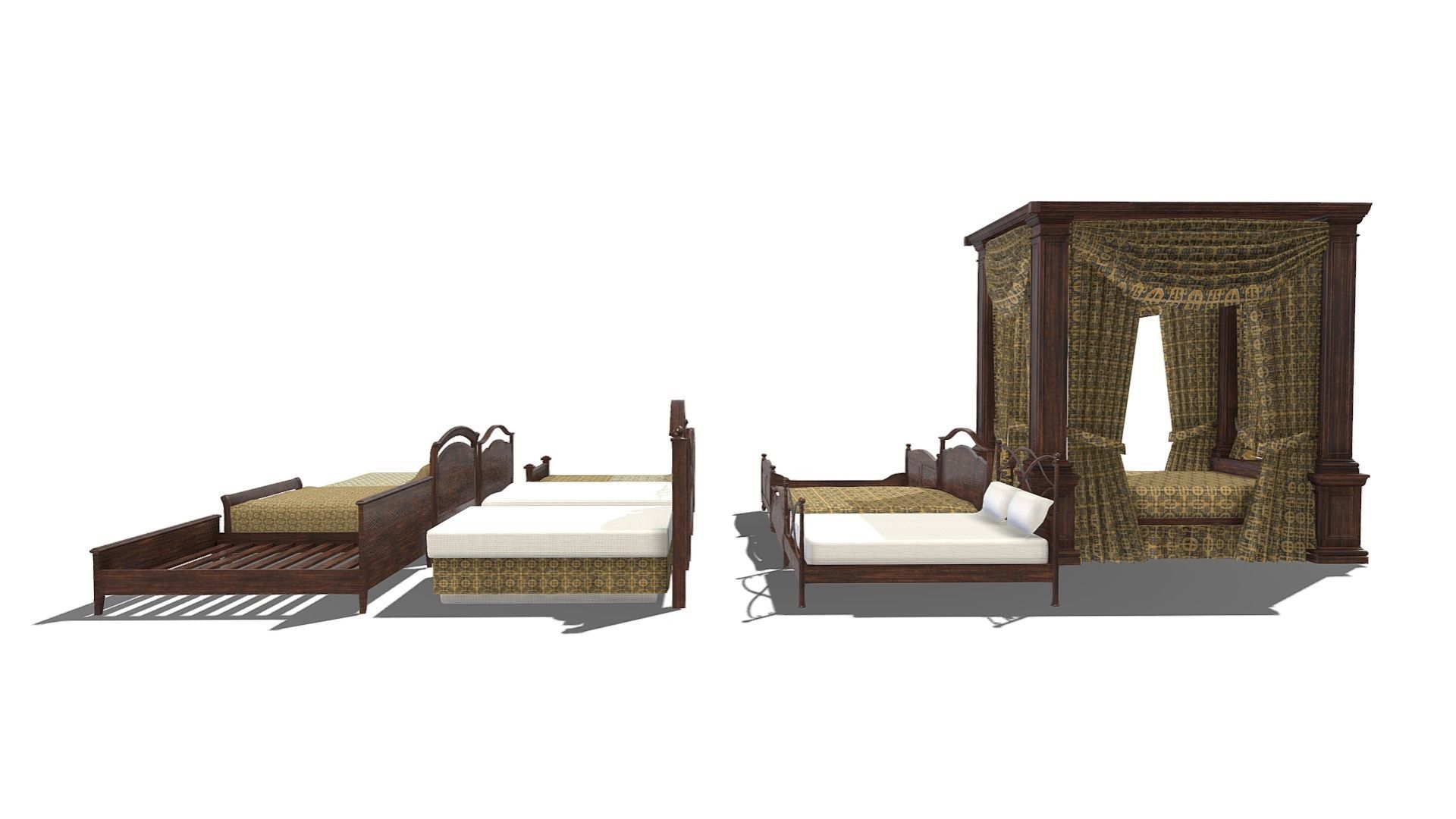 Bed Collection - Beds Pack Low-poly 3D model_5