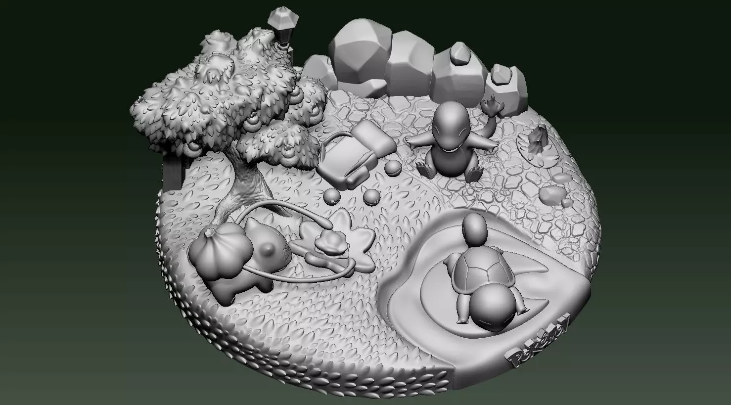 Diorama Pokemon Bulbasaur Squirtle Charmander Sliced STL 3D print model_6