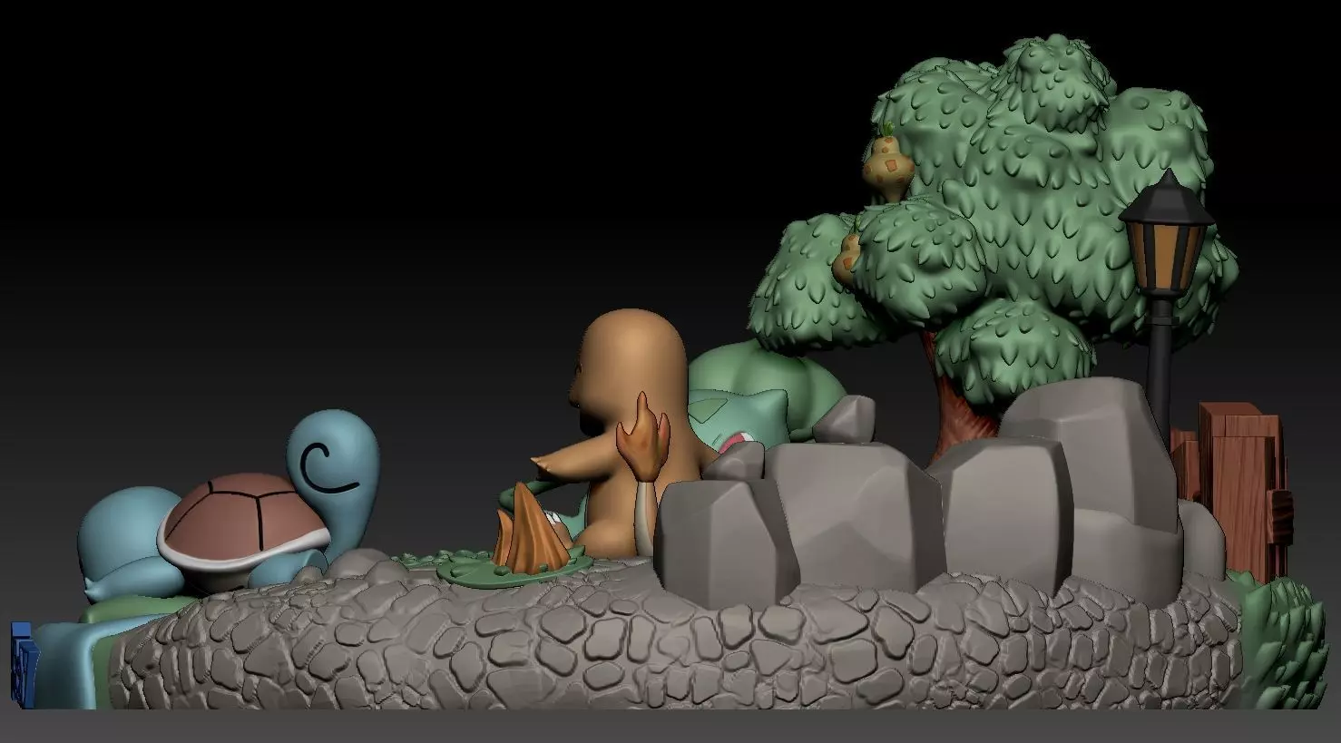 Diorama Pokemon Bulbasaur Squirtle Charmander Sliced STL 3D print model_14