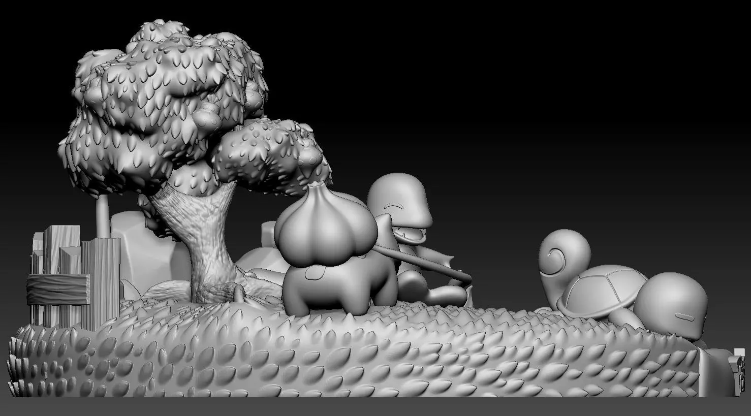 Diorama Pokemon Bulbasaur Squirtle Charmander Sliced STL 3D print model_2
