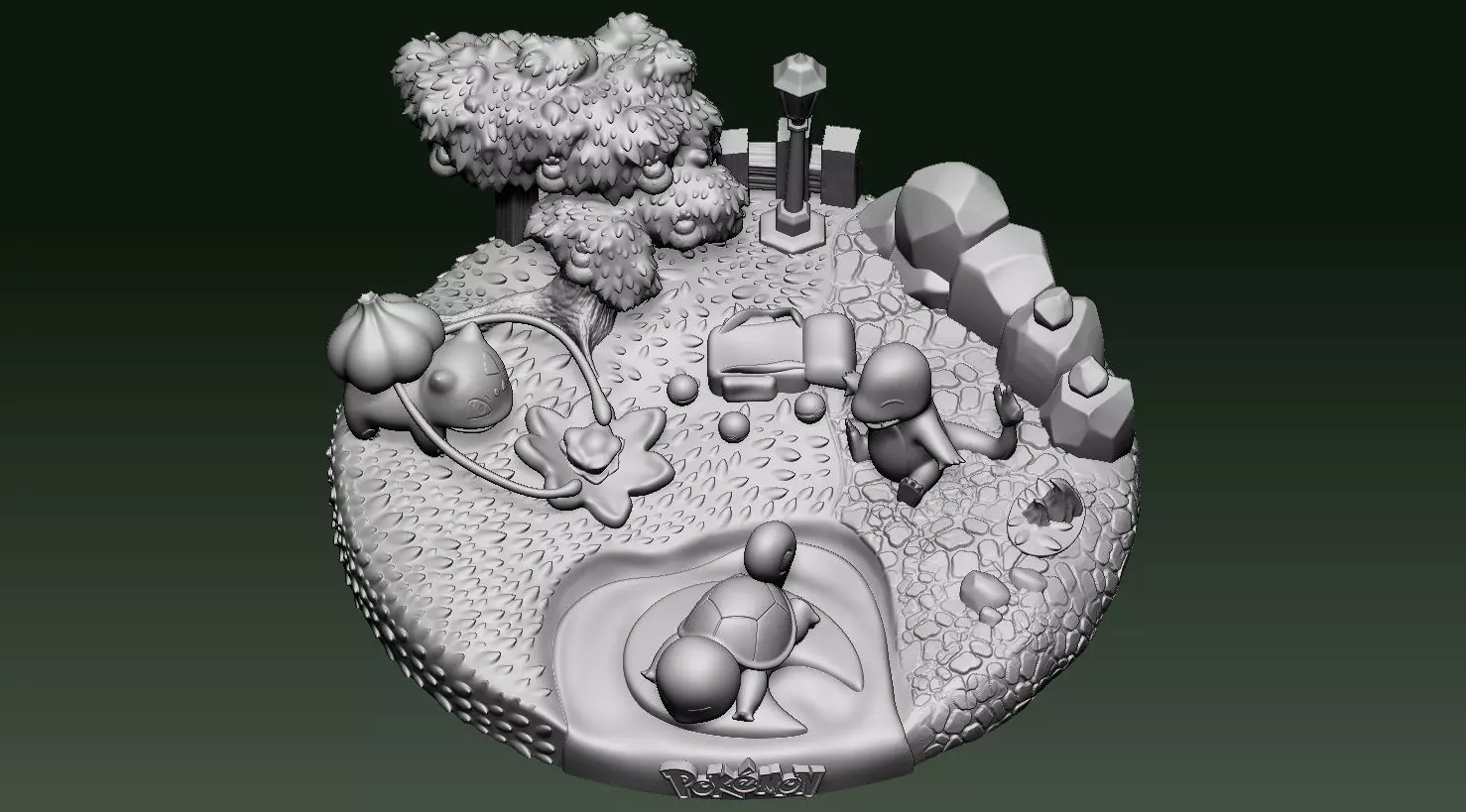 Diorama Pokemon Bulbasaur Squirtle Charmander Sliced STL 3D print model_4
