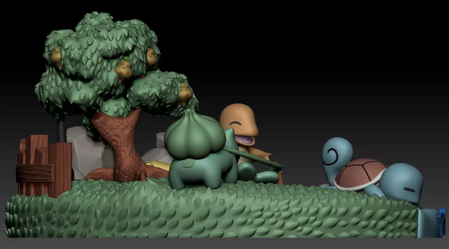 Diorama Pokemon Bulbasaur Squirtle Charmander Sliced STL 3D print model_18