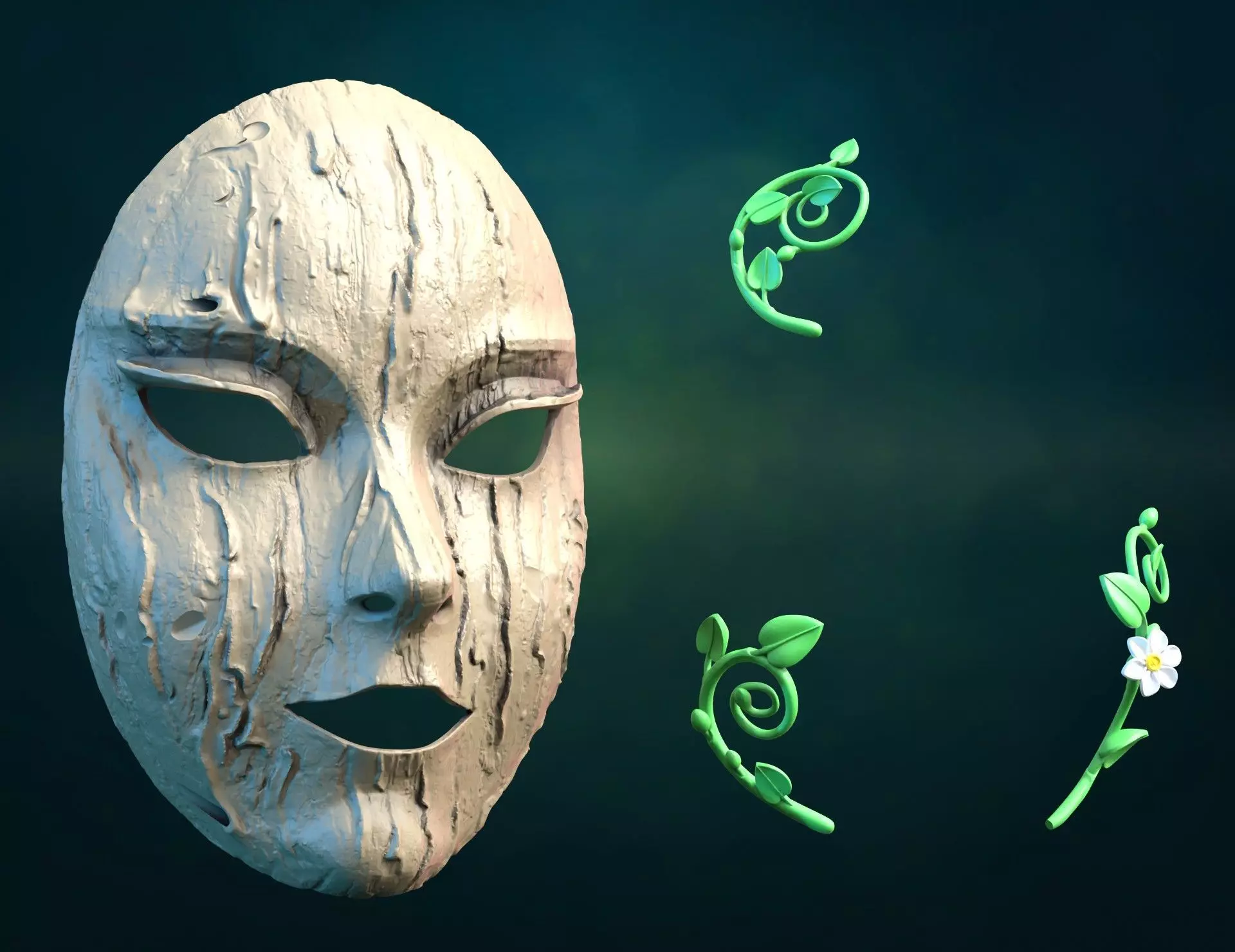 Bark Dryad Mask 3D print model_10