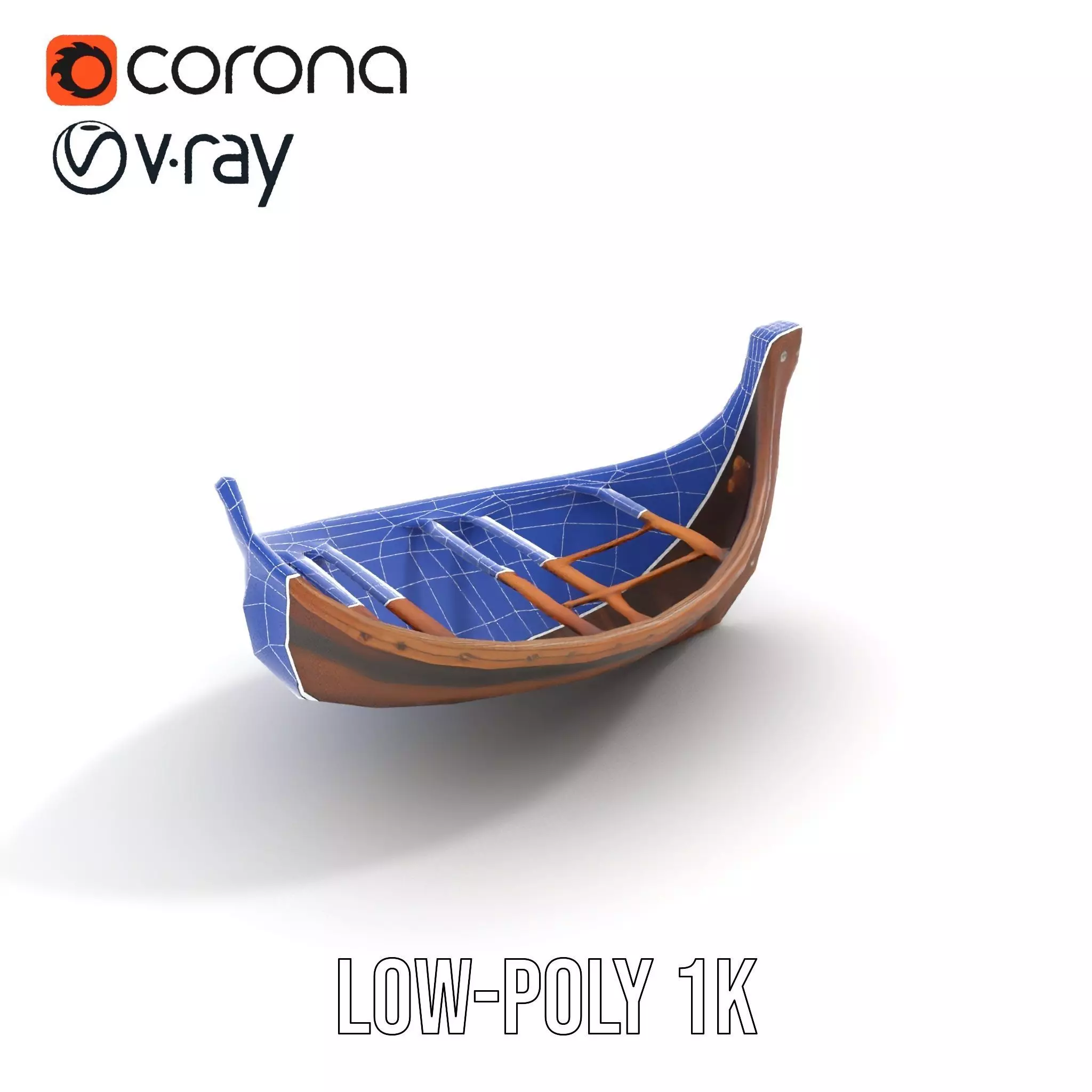 Medieval Wooden Longboat Model Pack Low-poly 3D model_12