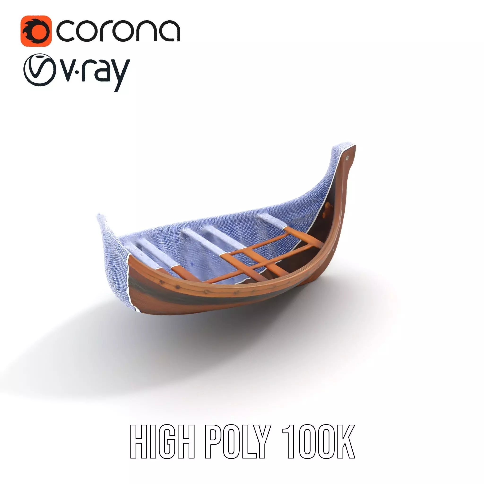 Medieval Wooden Longboat Model Pack Low-poly 3D model_23