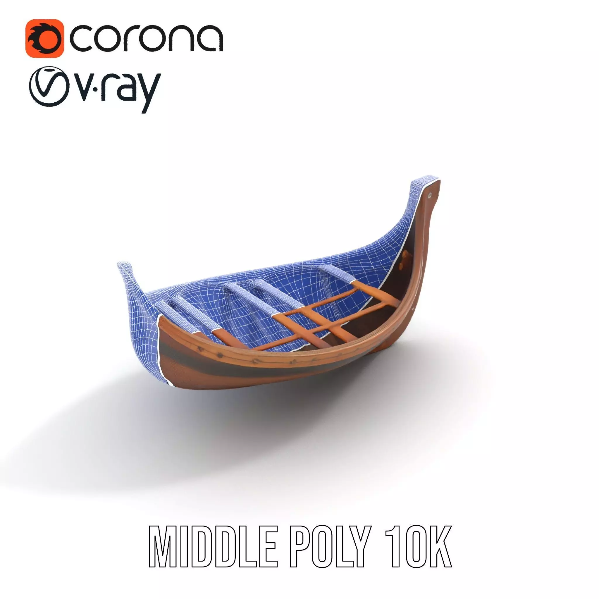 Medieval Wooden Longboat Model Pack Low-poly 3D model_6