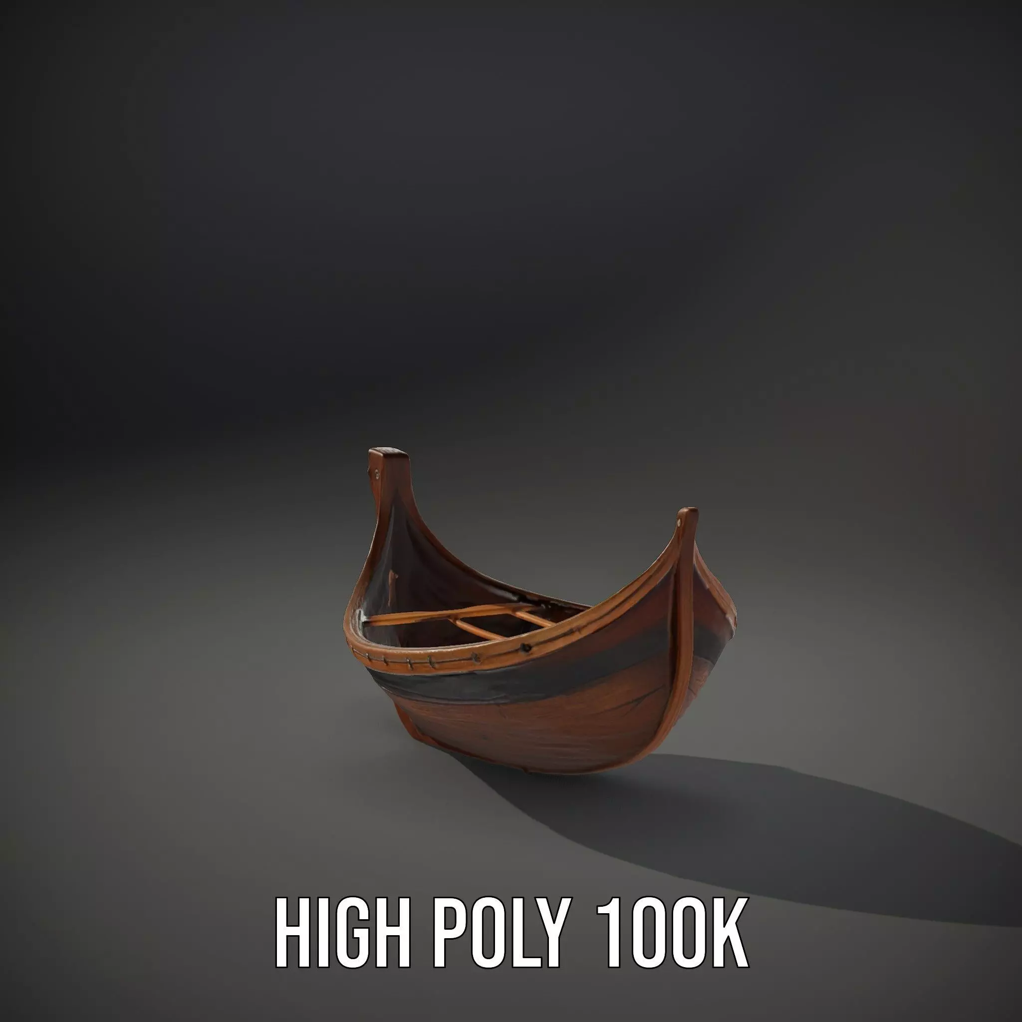 Medieval Wooden Longboat Model Pack Low-poly 3D model_10