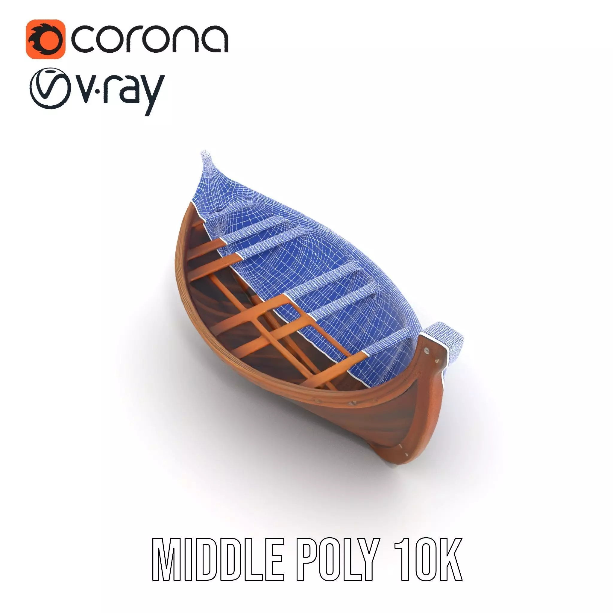 Medieval Wooden Longboat Model Pack Low-poly 3D model_18