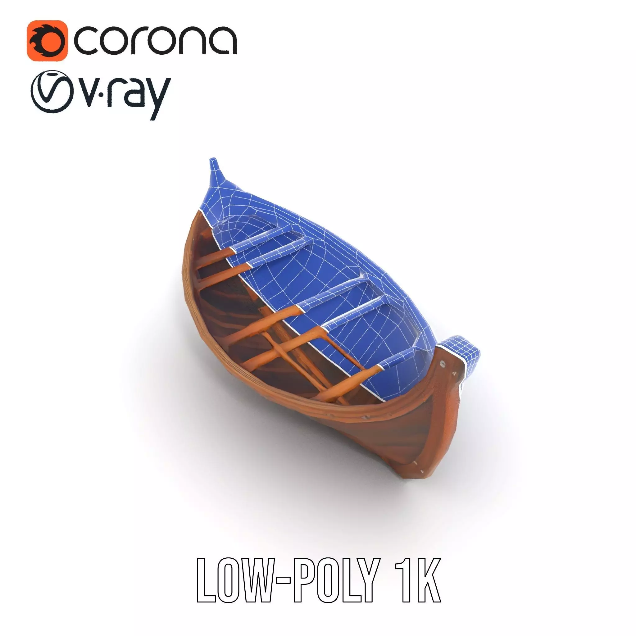 Medieval Wooden Longboat Model Pack Low-poly 3D model_19