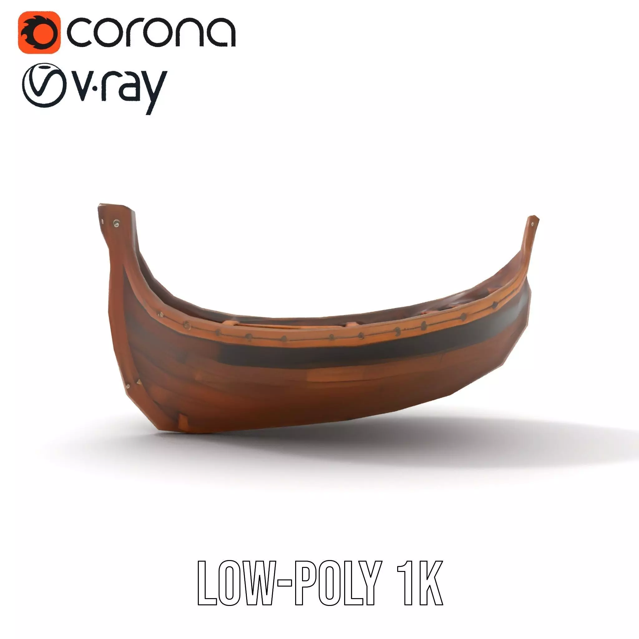 Medieval Wooden Longboat Model Pack Low-poly 3D model_14