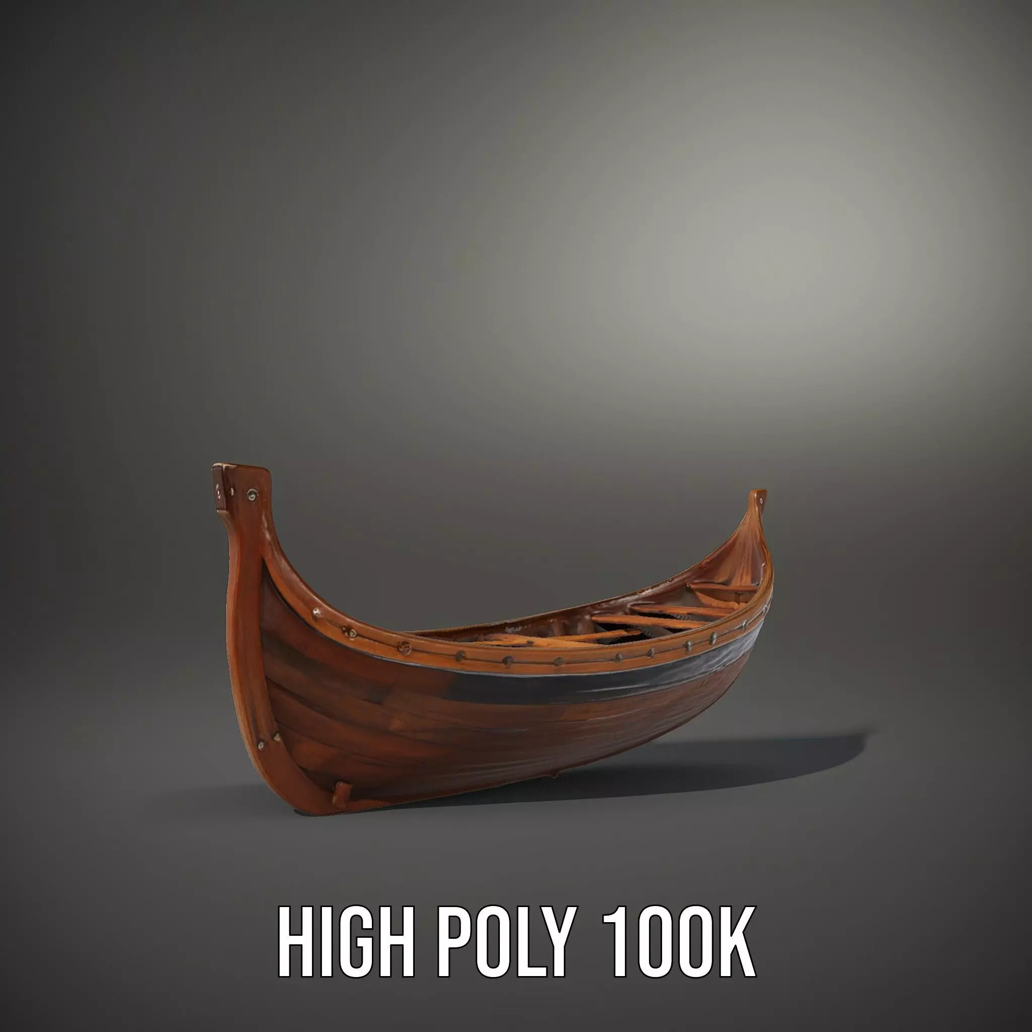 Medieval Wooden Longboat Model Pack Low-poly 3D model_8