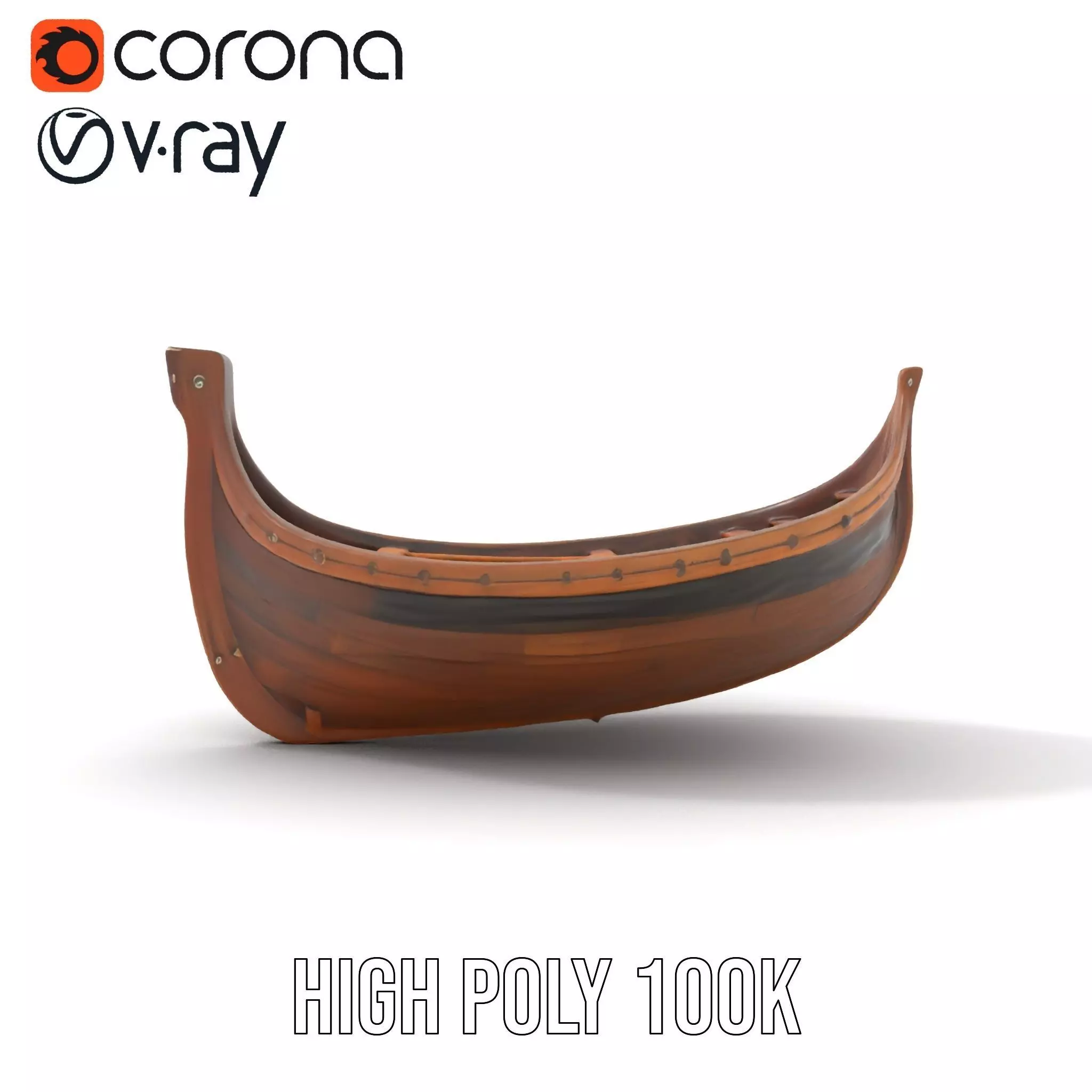 Medieval Wooden Longboat Model Pack Low-poly 3D model_17