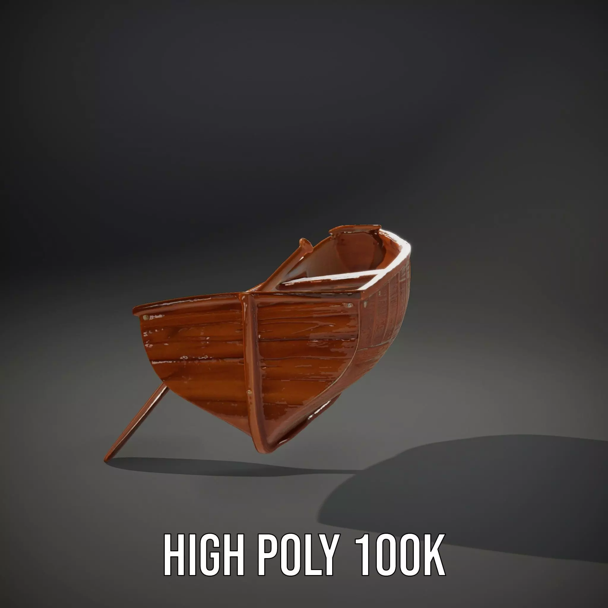 Wooden Rowboat with Paddle Model Pack Low-poly 3D model_8