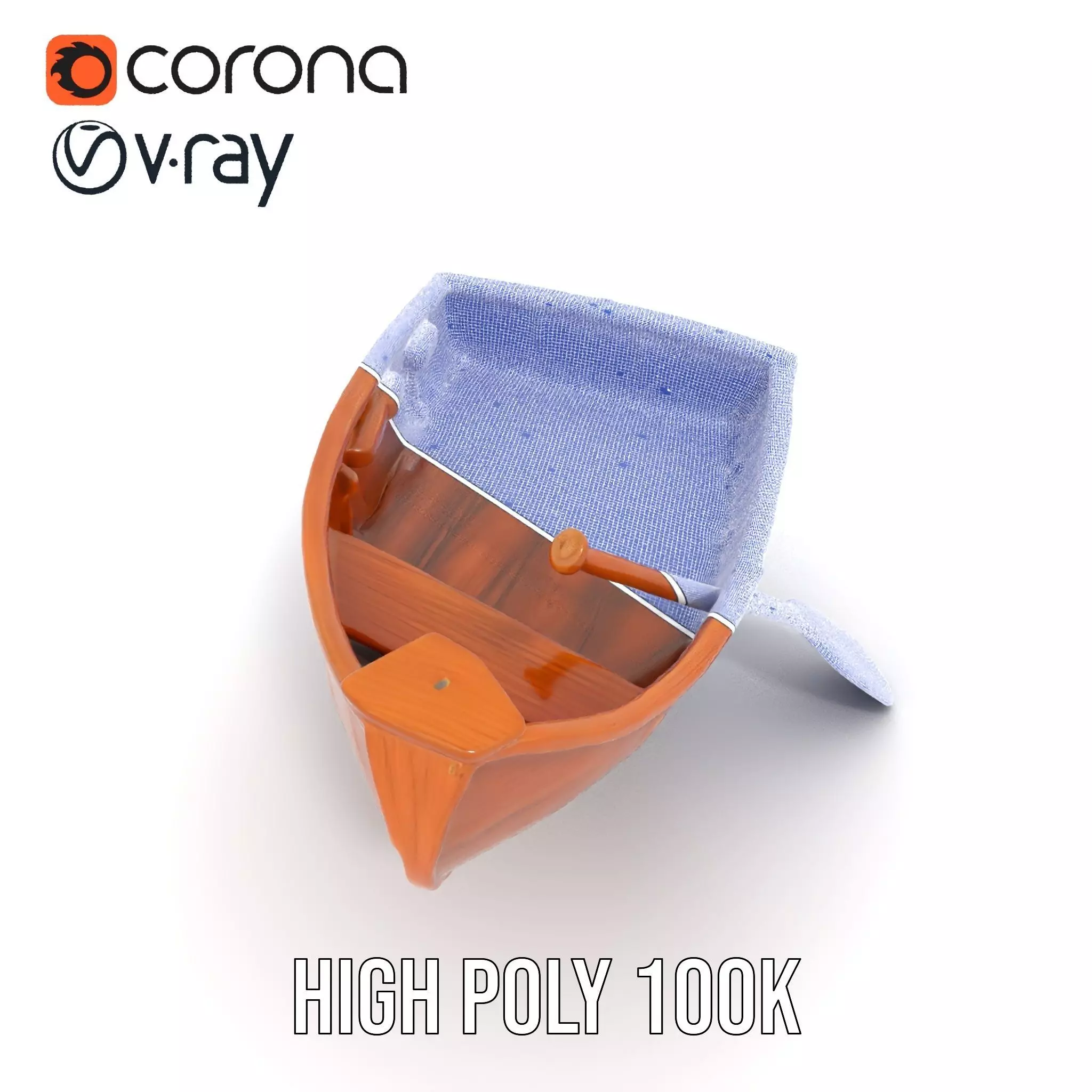 Wooden Rowboat with Paddle Model Pack Low-poly 3D model_29