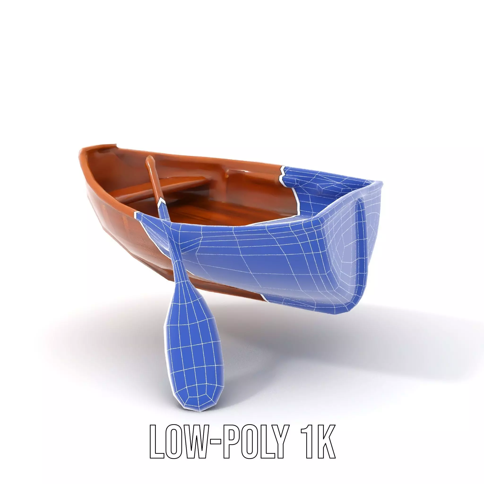 Wooden Rowboat with Paddle Model Pack Low-poly 3D model_19