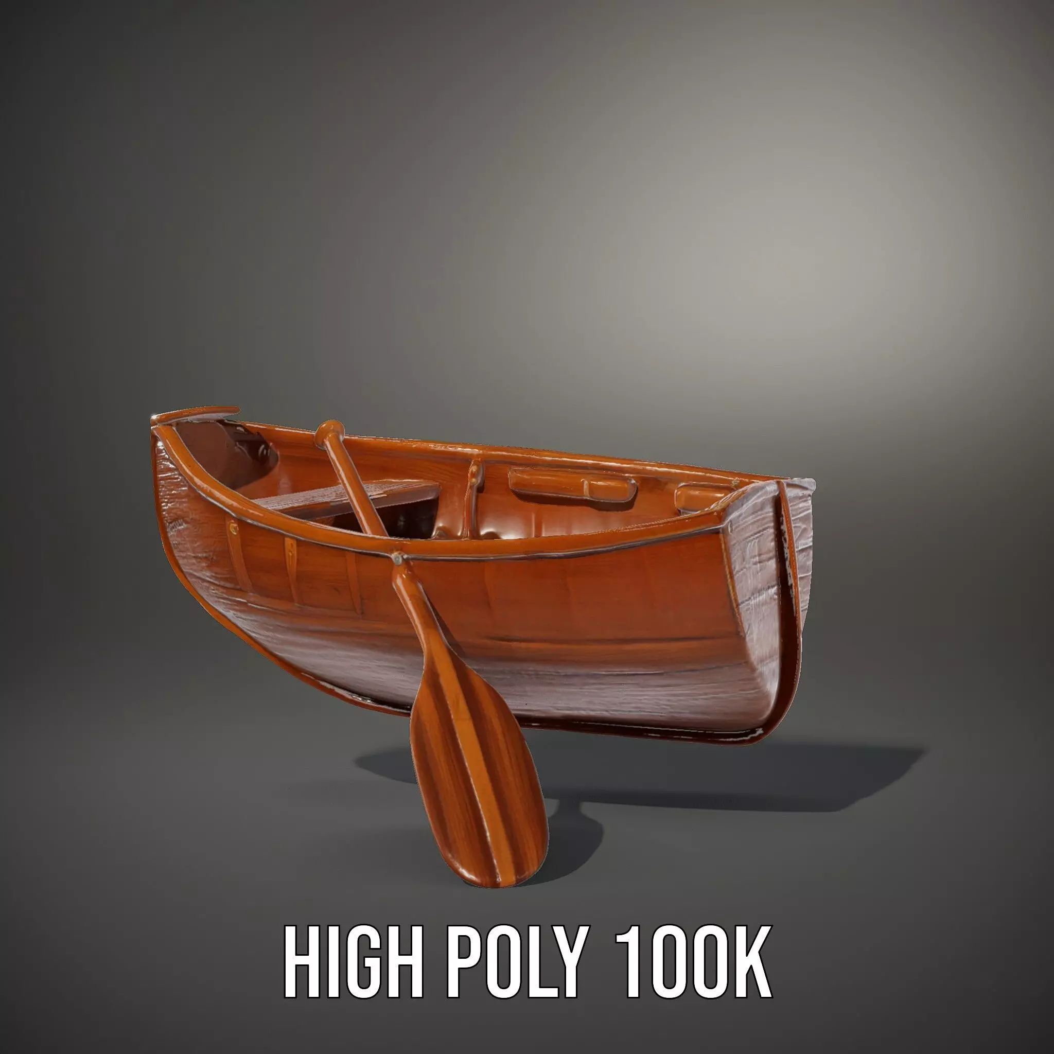 Wooden Rowboat with Paddle Model Pack Low-poly 3D model_10