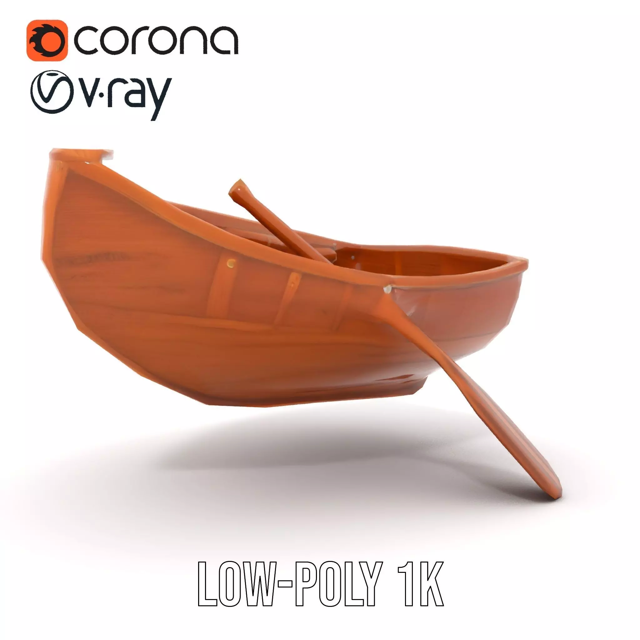 Wooden Rowboat with Paddle Model Pack Low-poly 3D model_22