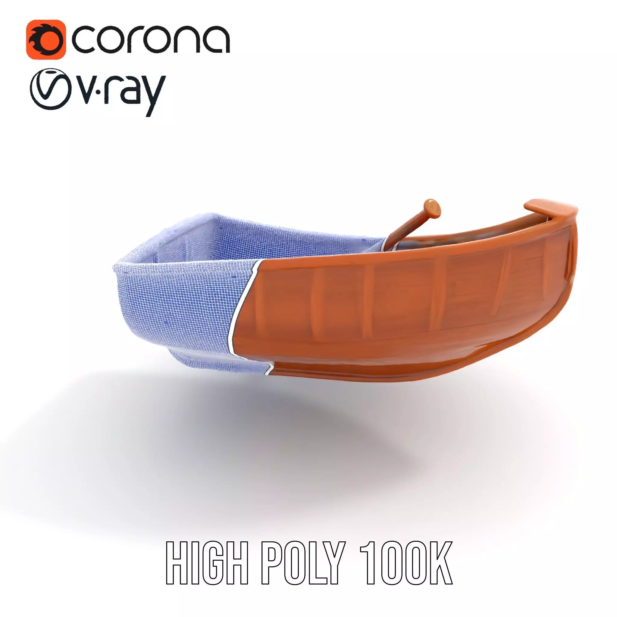 Wooden Rowboat with Paddle Model Pack Low-poly 3D model_34