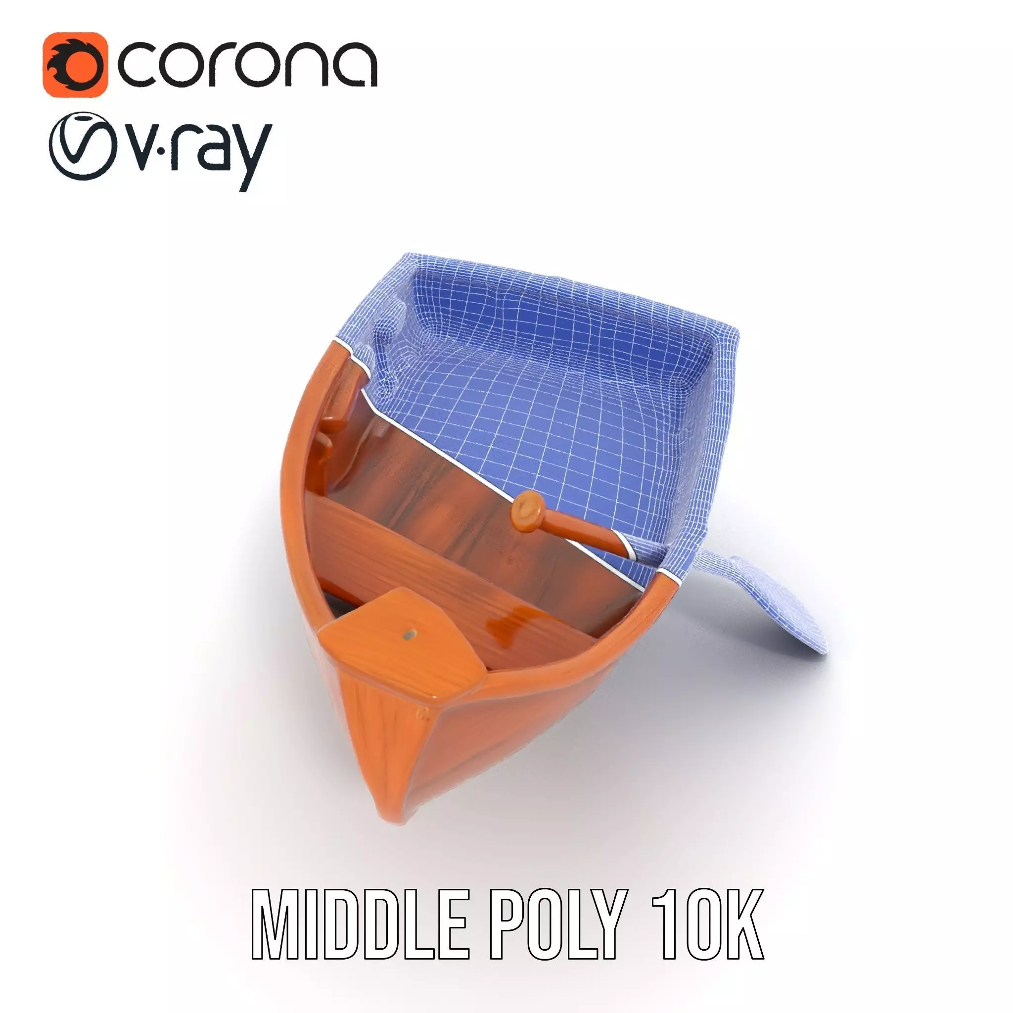 Wooden Rowboat with Paddle Model Pack Low-poly 3D model_24