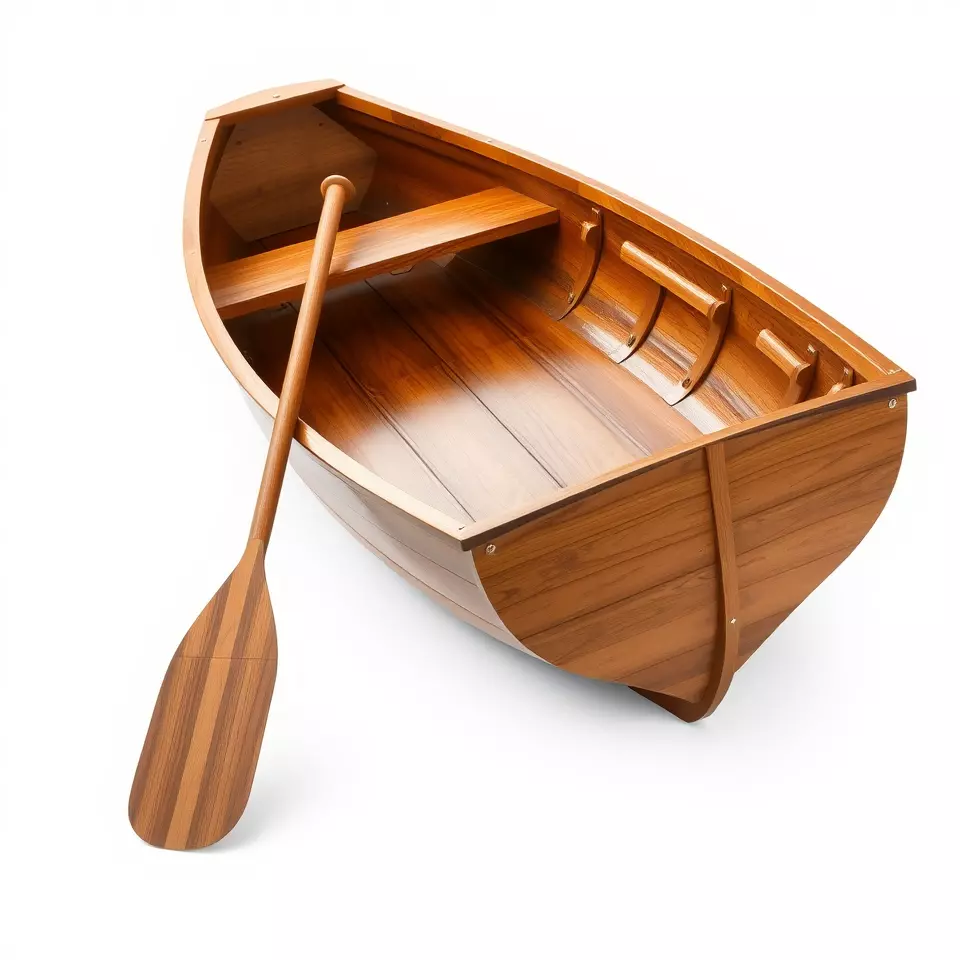 Wooden Rowboat with Paddle Model Pack Low-poly 3D model_2