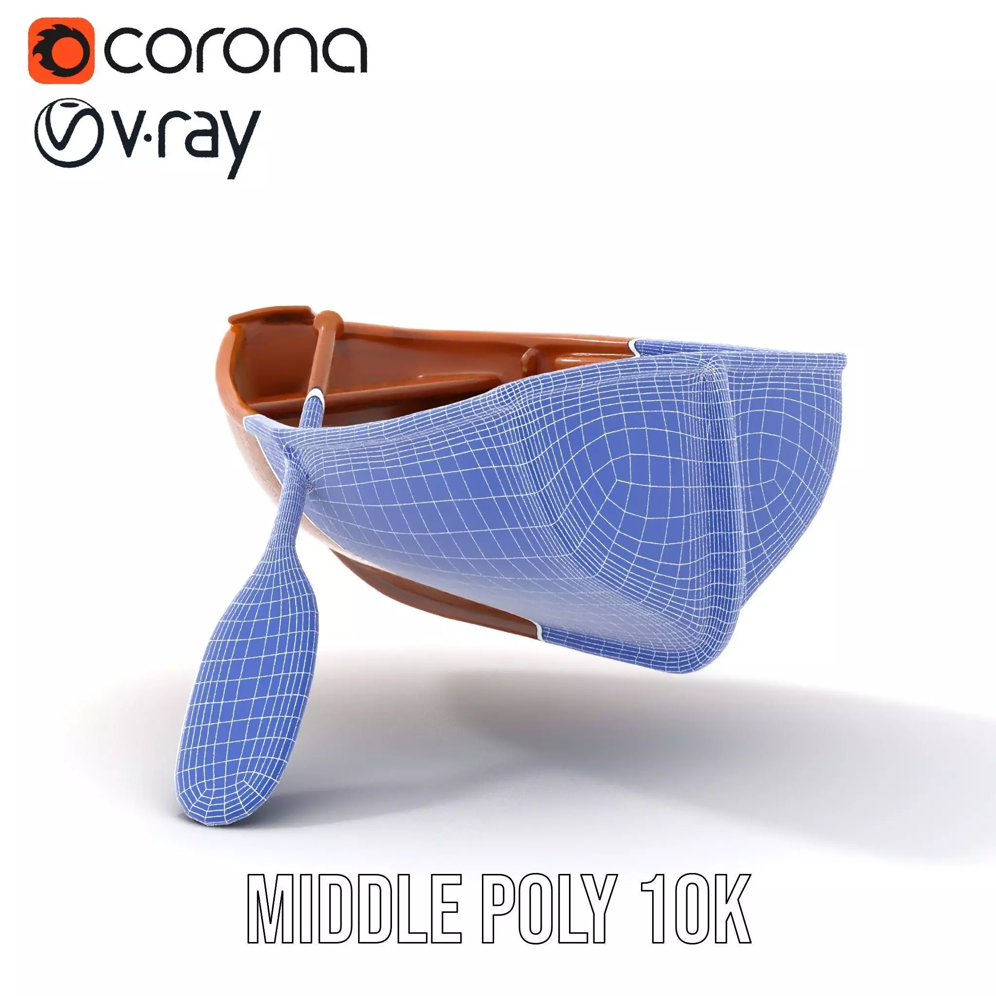 Wooden Rowboat with Paddle Model Pack Low-poly 3D model_27