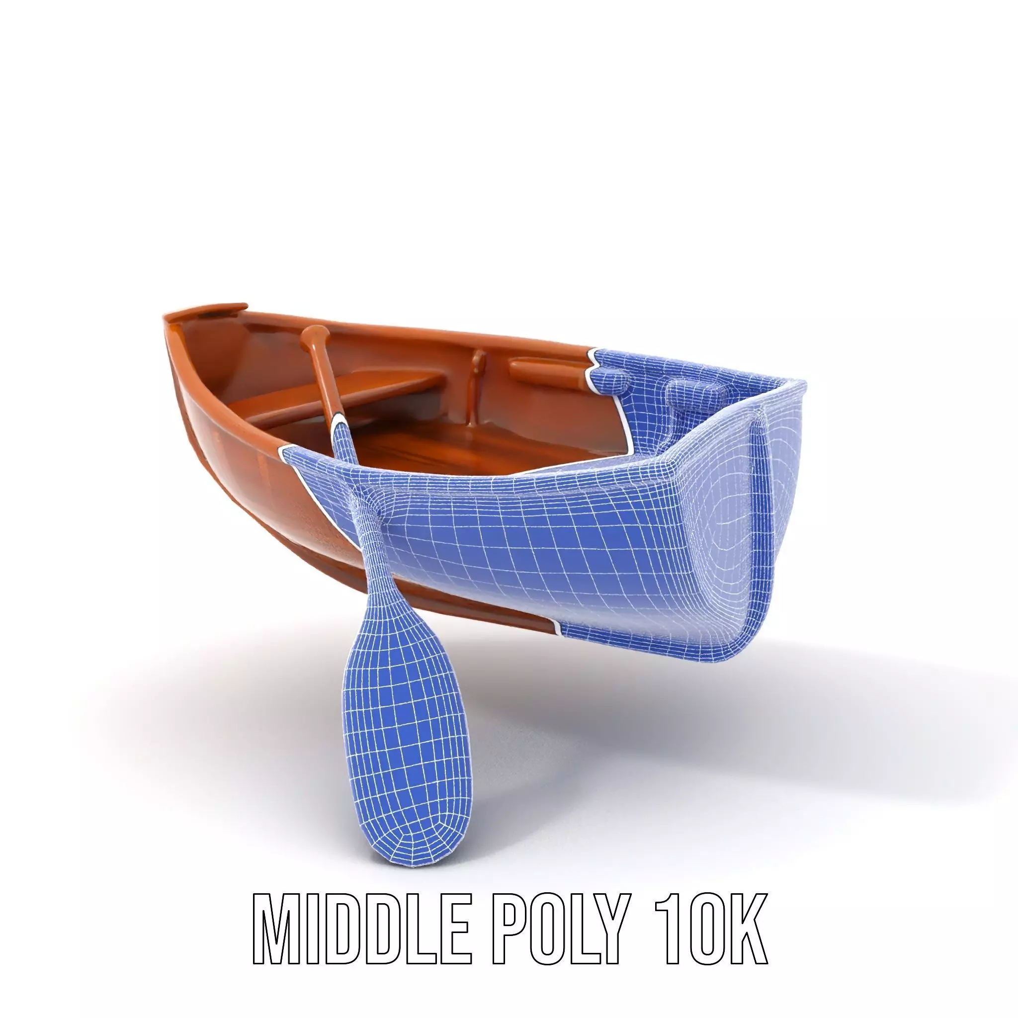 Wooden Rowboat with Paddle Model Pack Low-poly 3D model_15