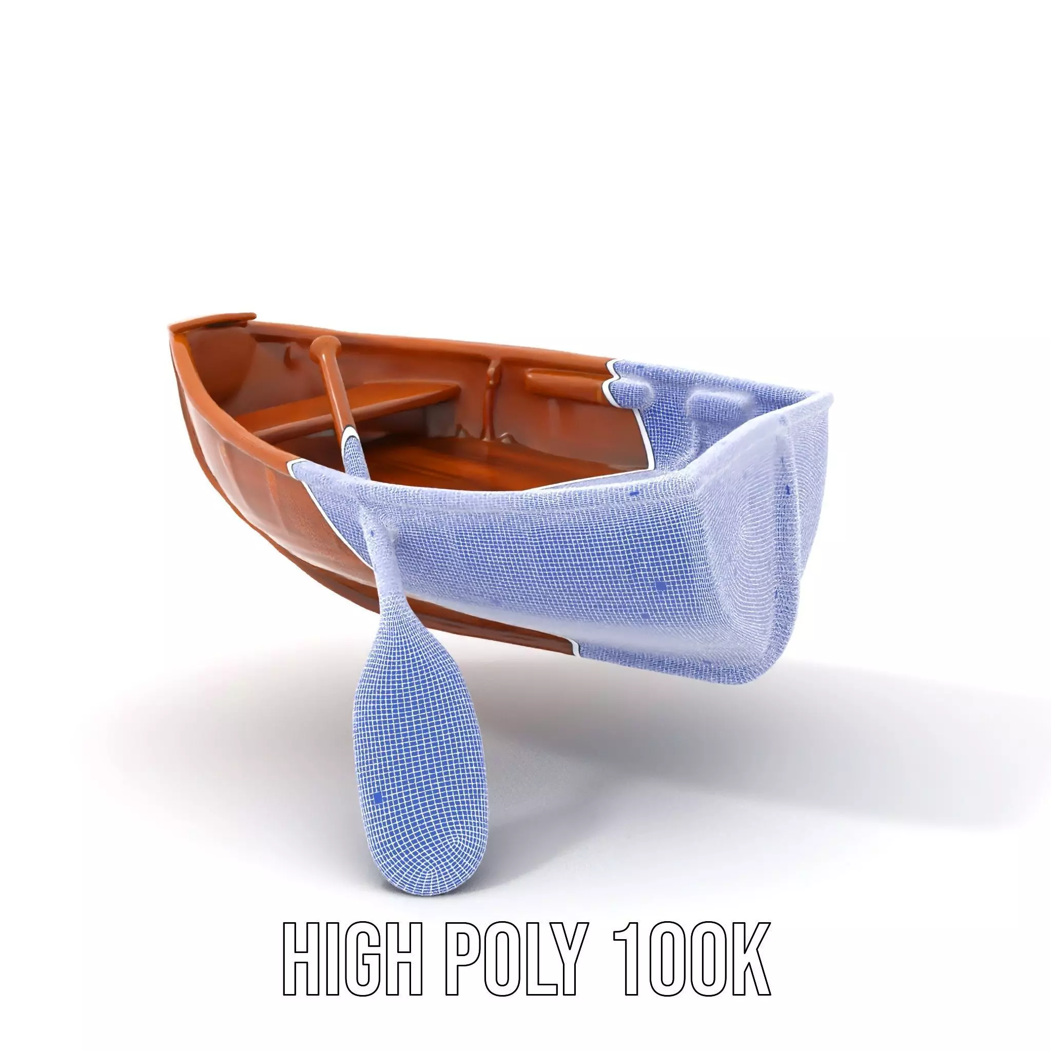 Wooden Rowboat with Paddle Model Pack Low-poly 3D model_4