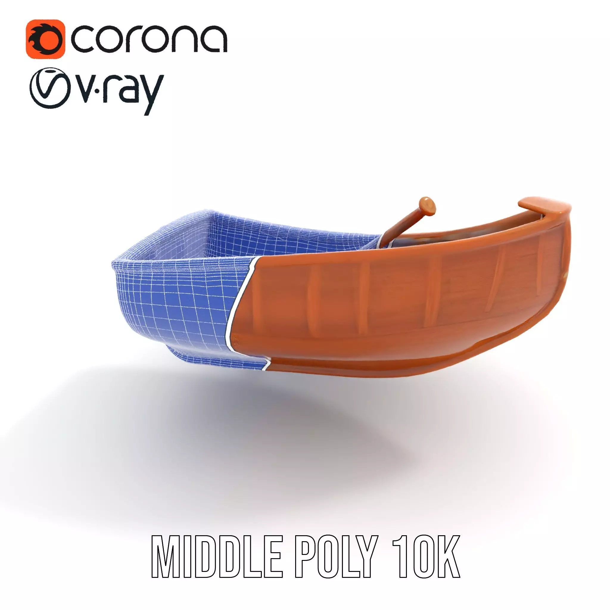 Wooden Rowboat with Paddle Model Pack Low-poly 3D model_21