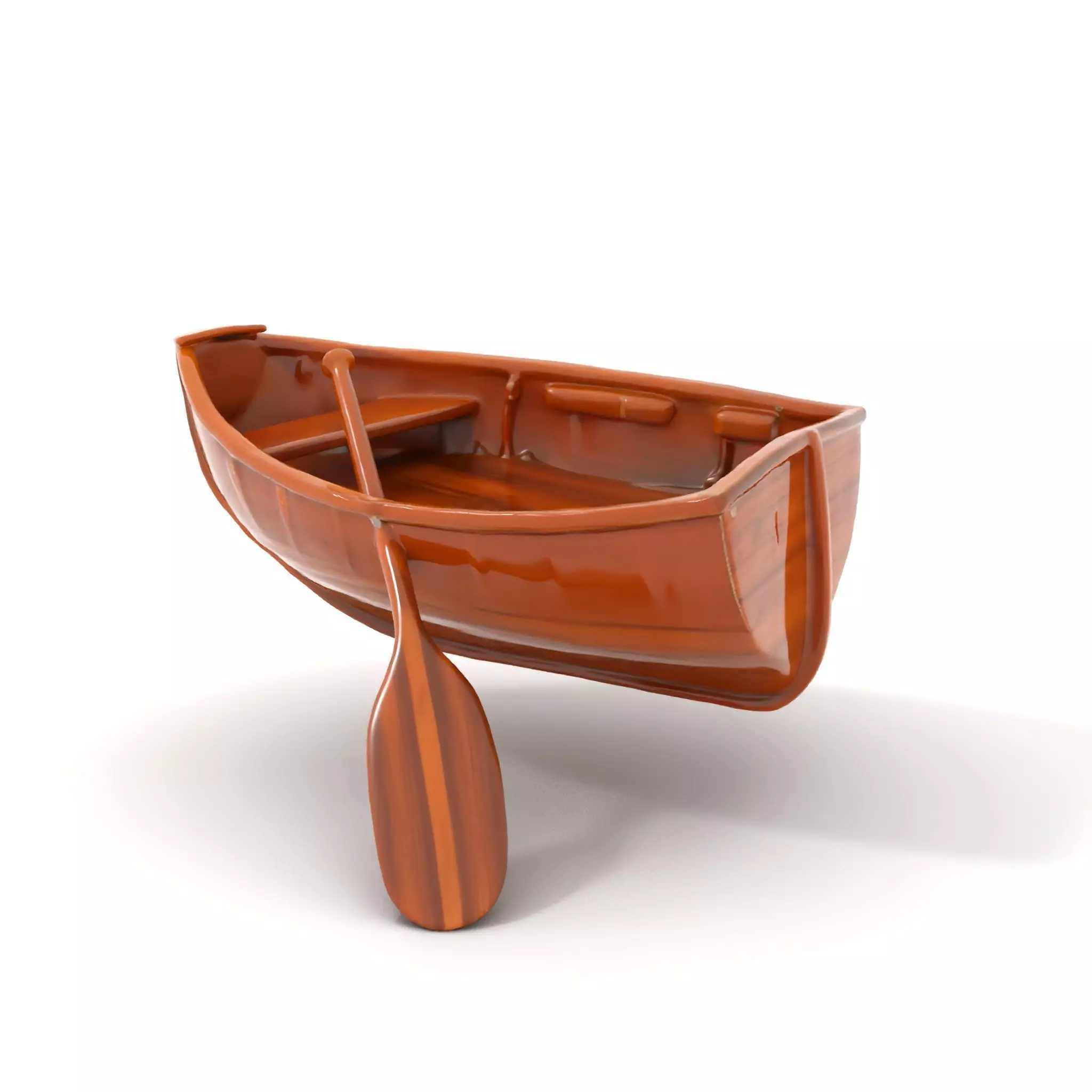 Wooden Rowboat with Paddle Model Pack Low-poly 3D model_0