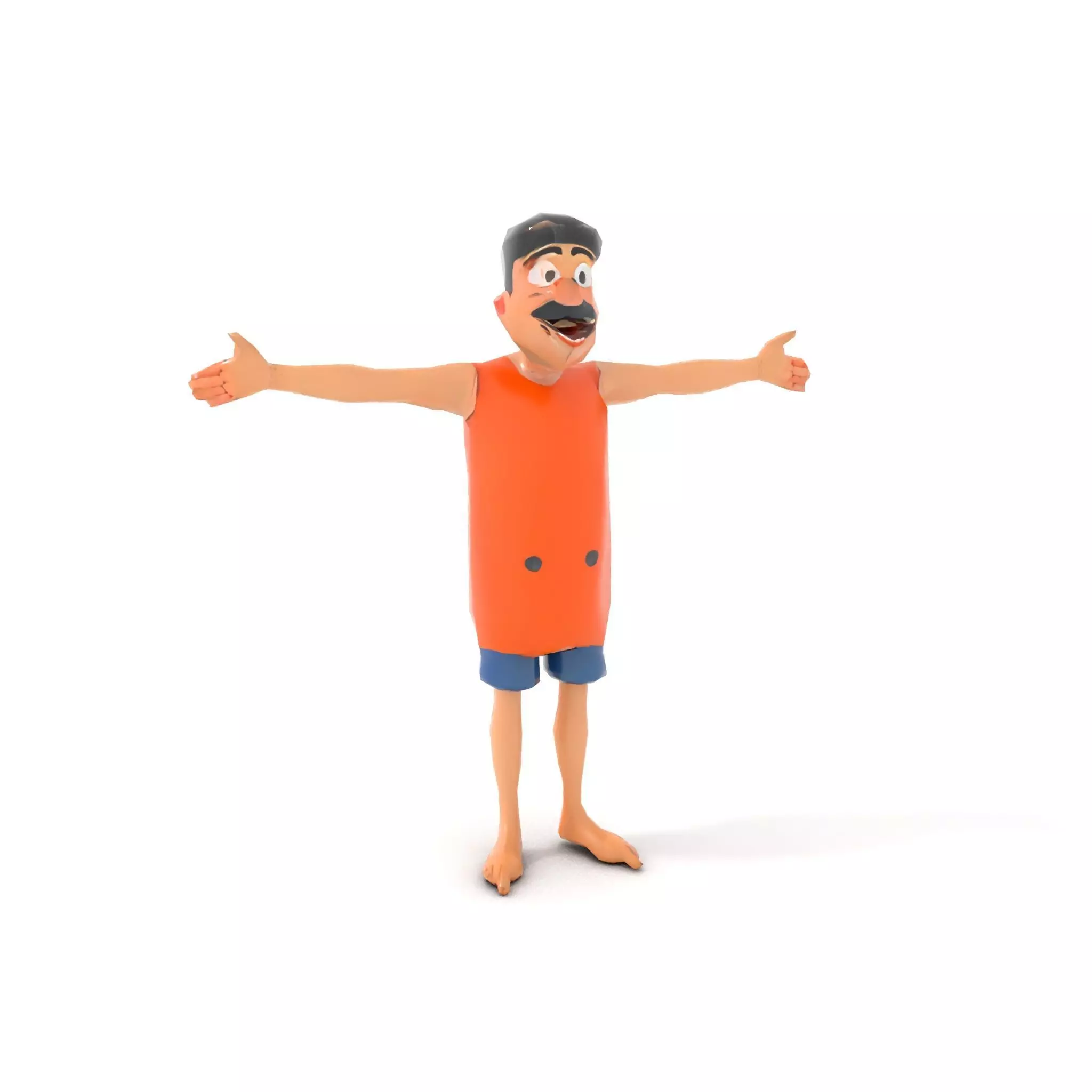 Cheerful Cartoon Character Model Pack with Orange Shirt Low-poly 3D model_13