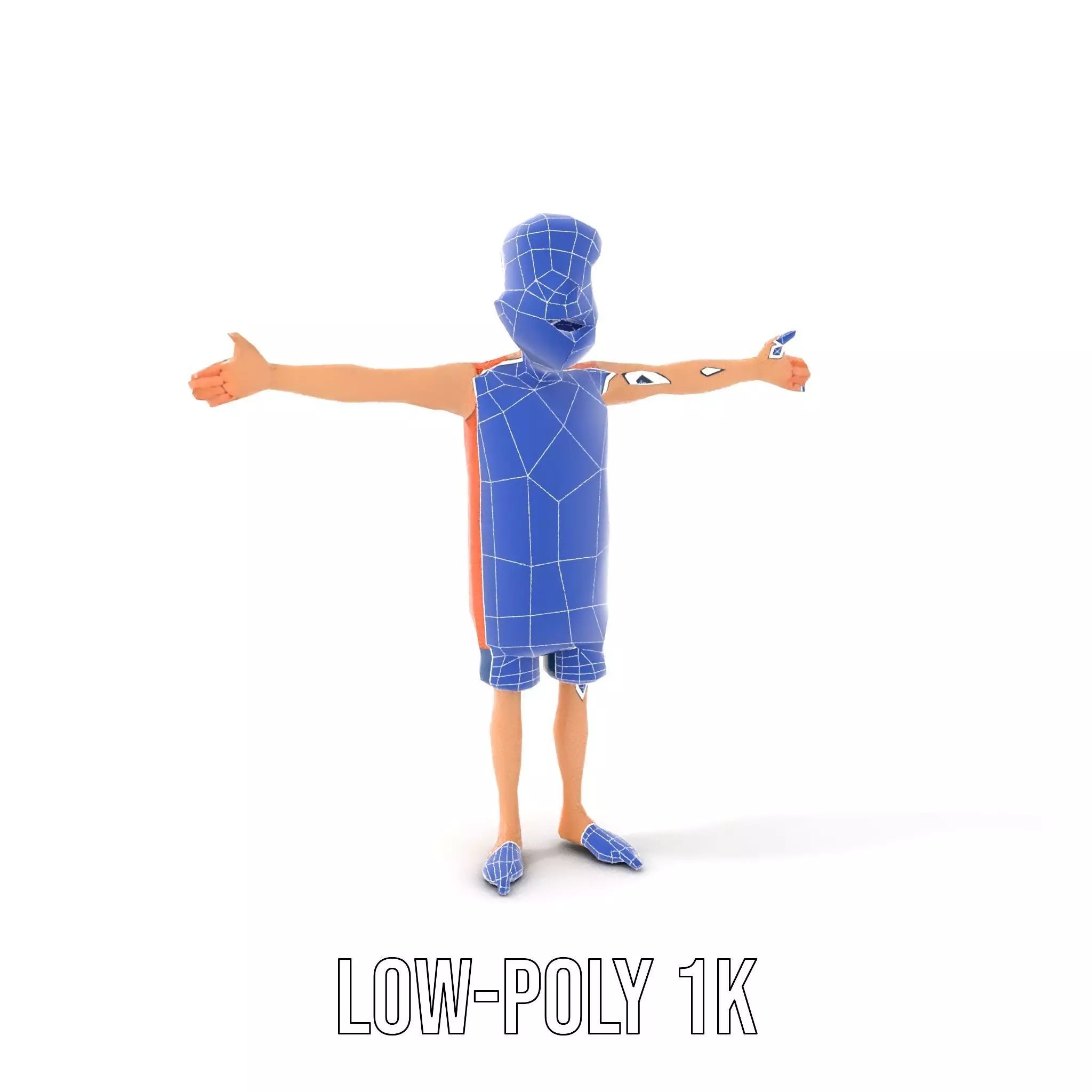 Cheerful Cartoon Character Model Pack with Orange Shirt Low-poly 3D model_19