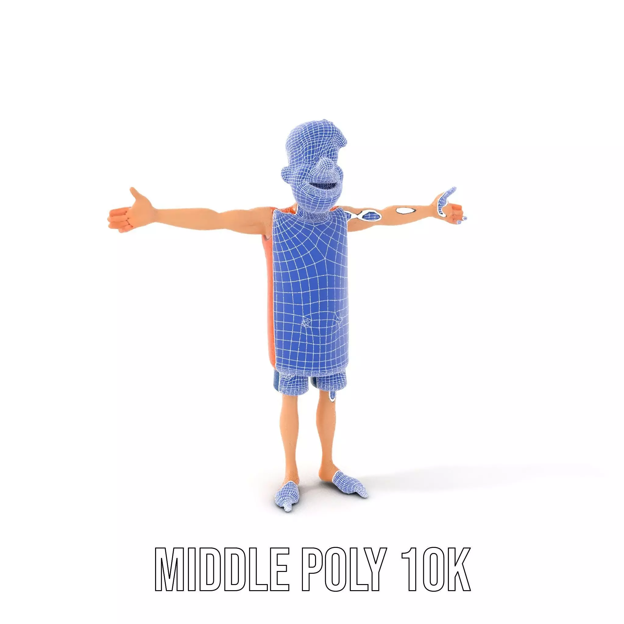 Cheerful Cartoon Character Model Pack with Orange Shirt Low-poly 3D model_23