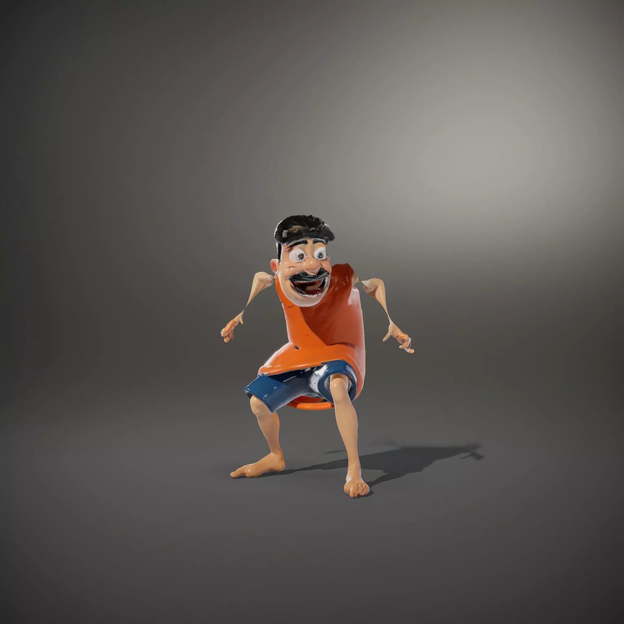 Cheerful Cartoon Character Model Pack with Orange Shirt Low-poly 3D model_34