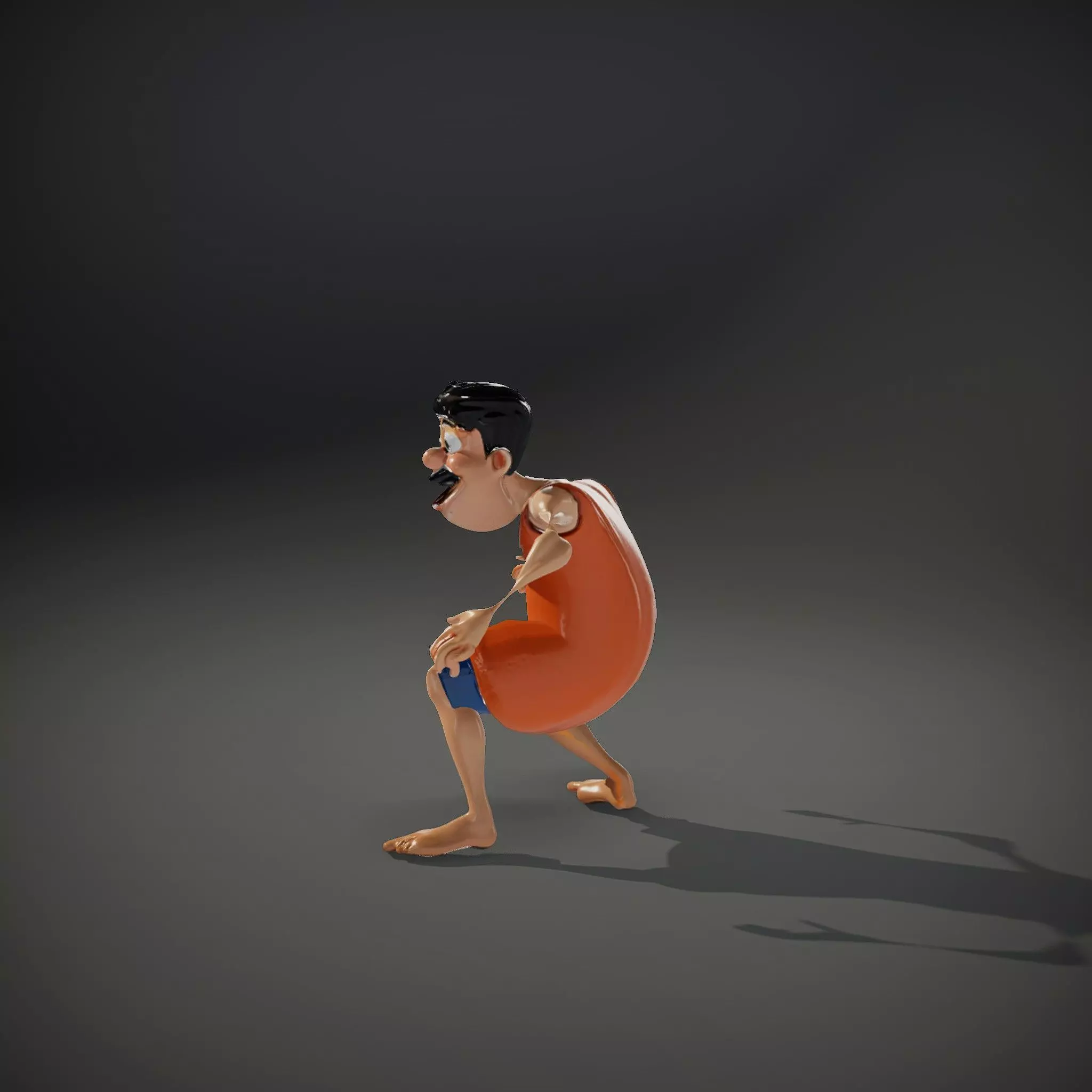 Cheerful Cartoon Character Model Pack with Orange Shirt Low-poly 3D model_33