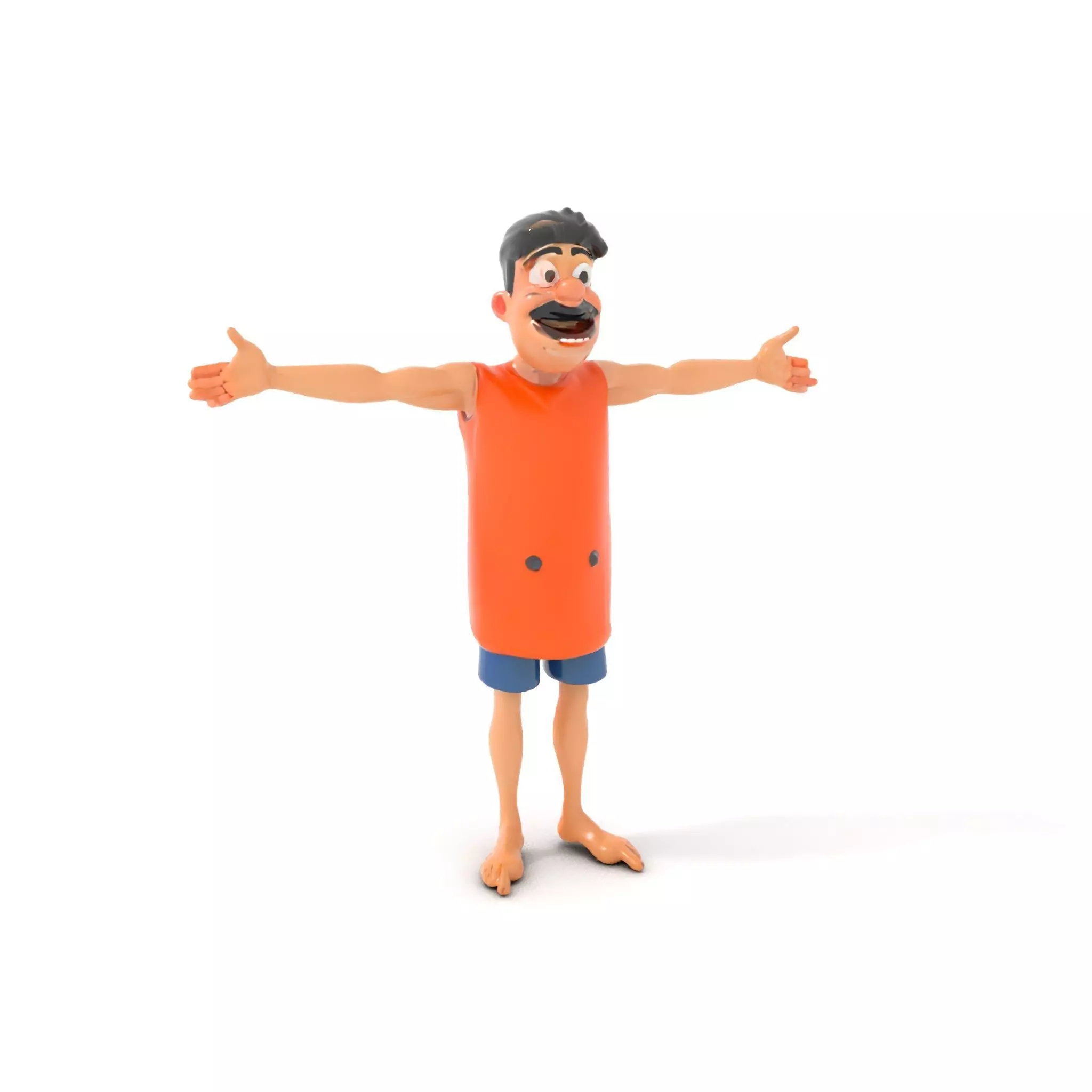 Cheerful Cartoon Character Model Pack with Orange Shirt Low-poly 3D model_0
