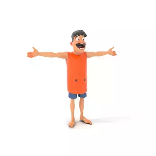 Cheerful Cartoon Character Model Pack with Orange Shirt Low-poly 3D model