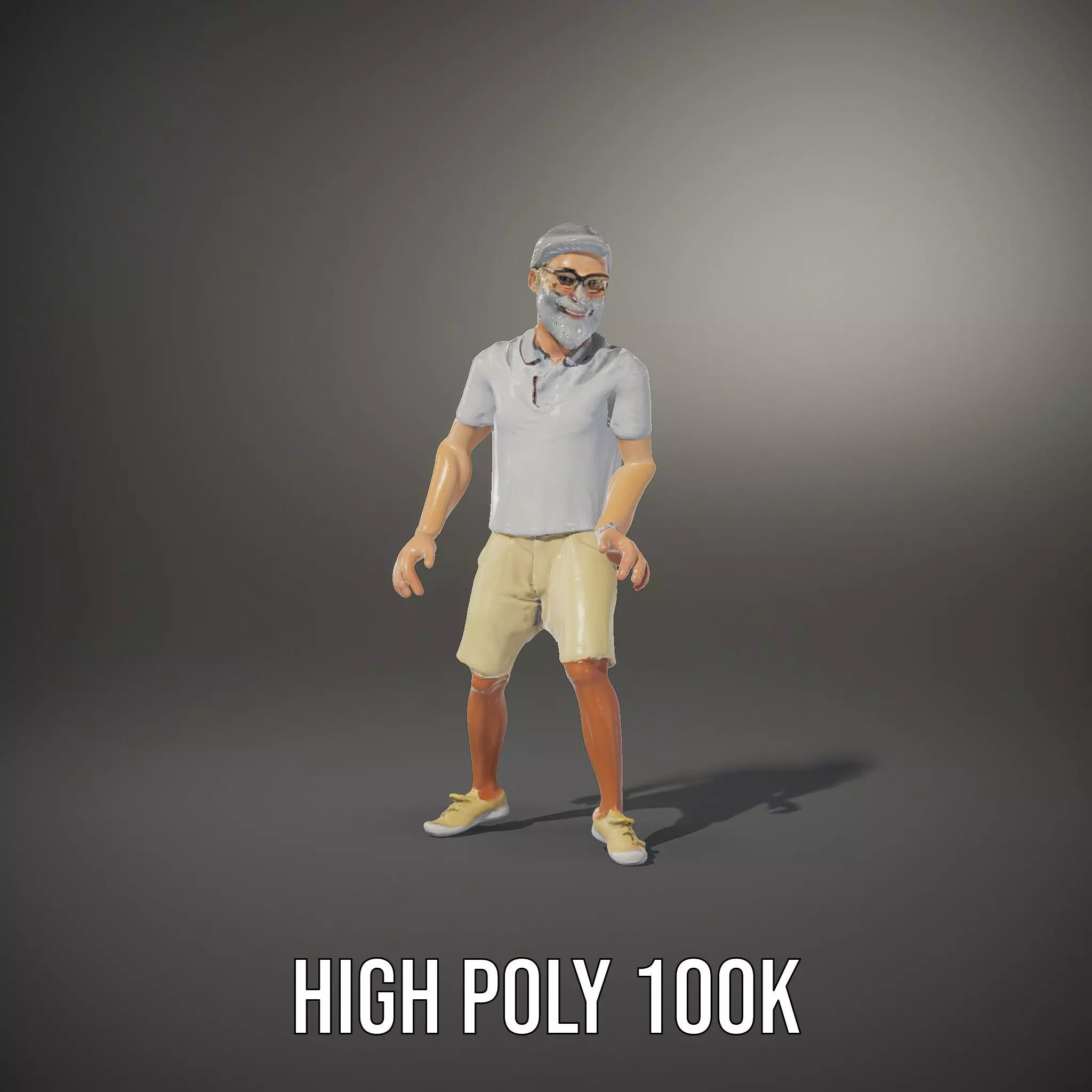 Elderly Male Character Model Pack with Casual Outfit and Glasses Low-poly 3D model_34