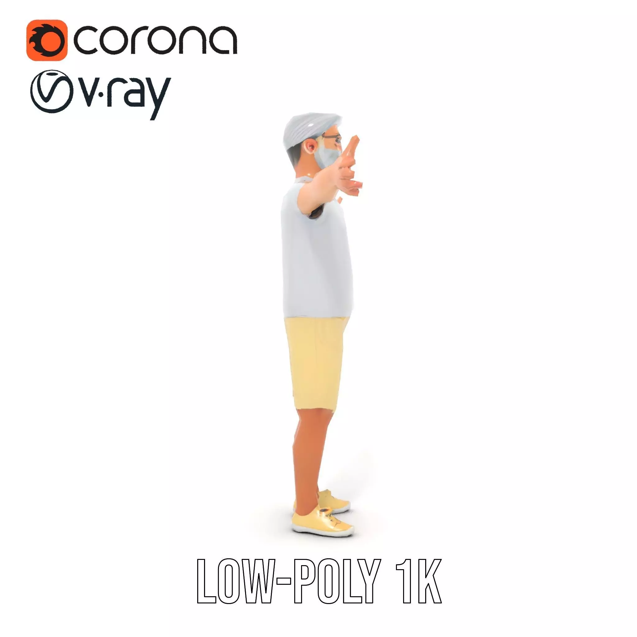 Elderly Male Character Model Pack with Casual Outfit and Glasses Low-poly 3D model_25