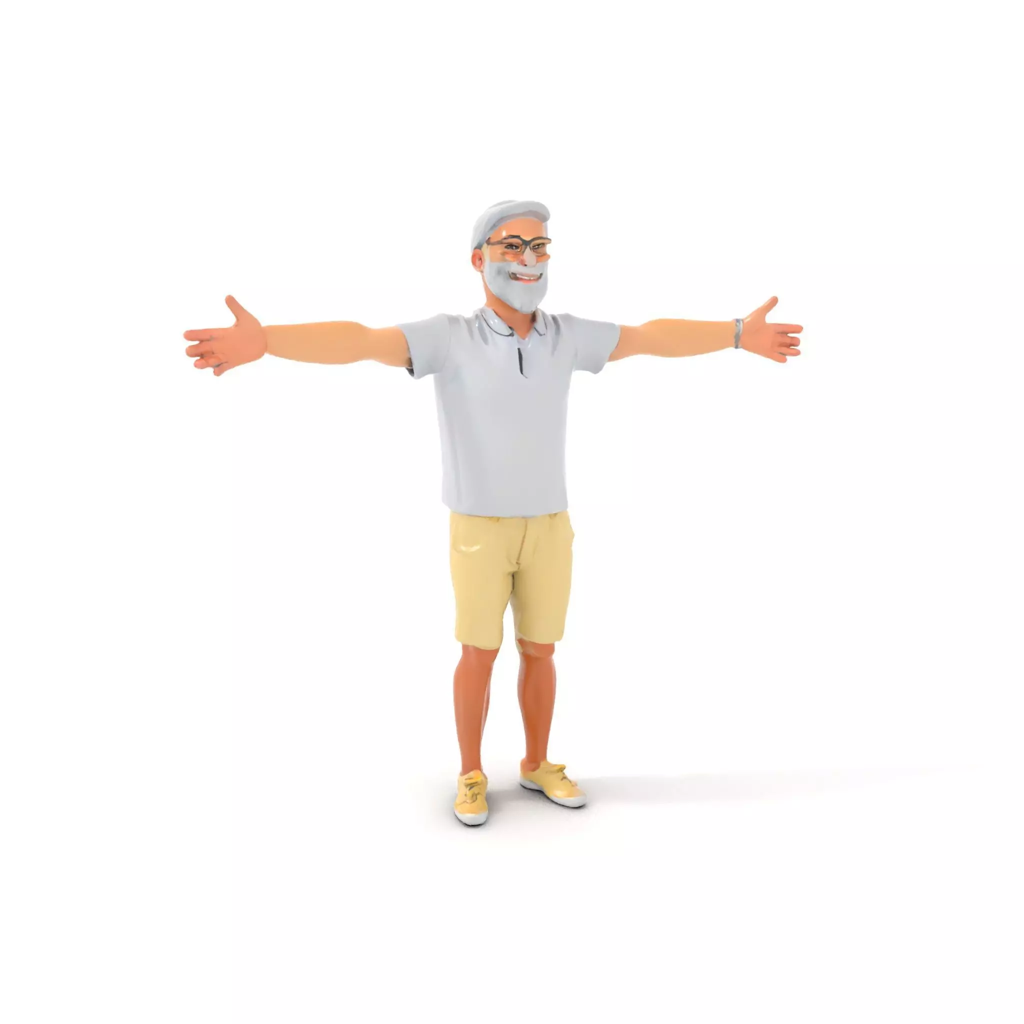 Elderly Male Character Model Pack with Casual Outfit and Glasses Low-poly 3D model_0