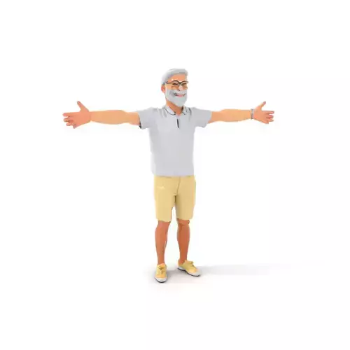 Elderly Male Character Model Pack with Casual Outfit and Glasses Low-poly 3D model