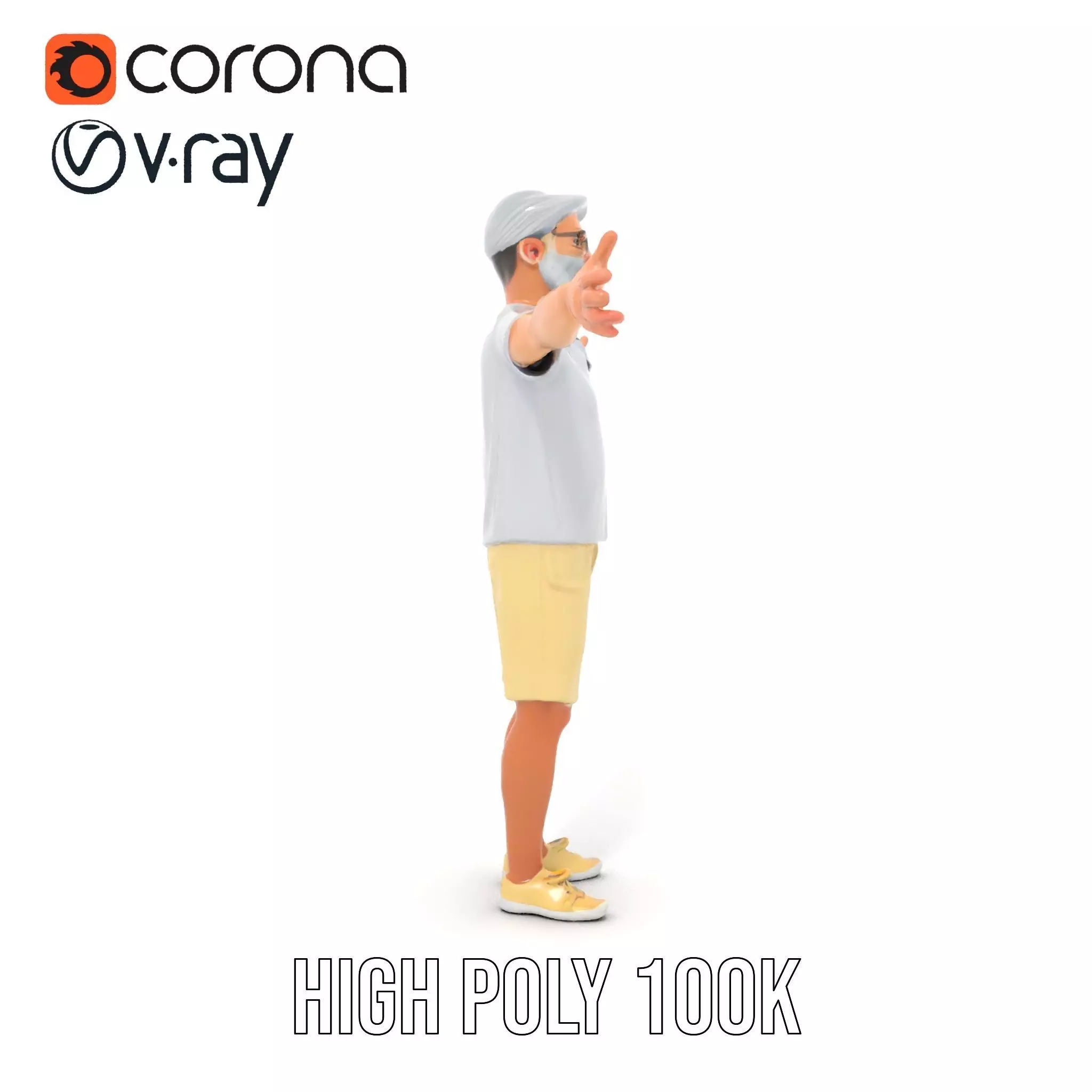 Elderly Male Character Model Pack with Casual Outfit and Glasses Low-poly 3D model_17