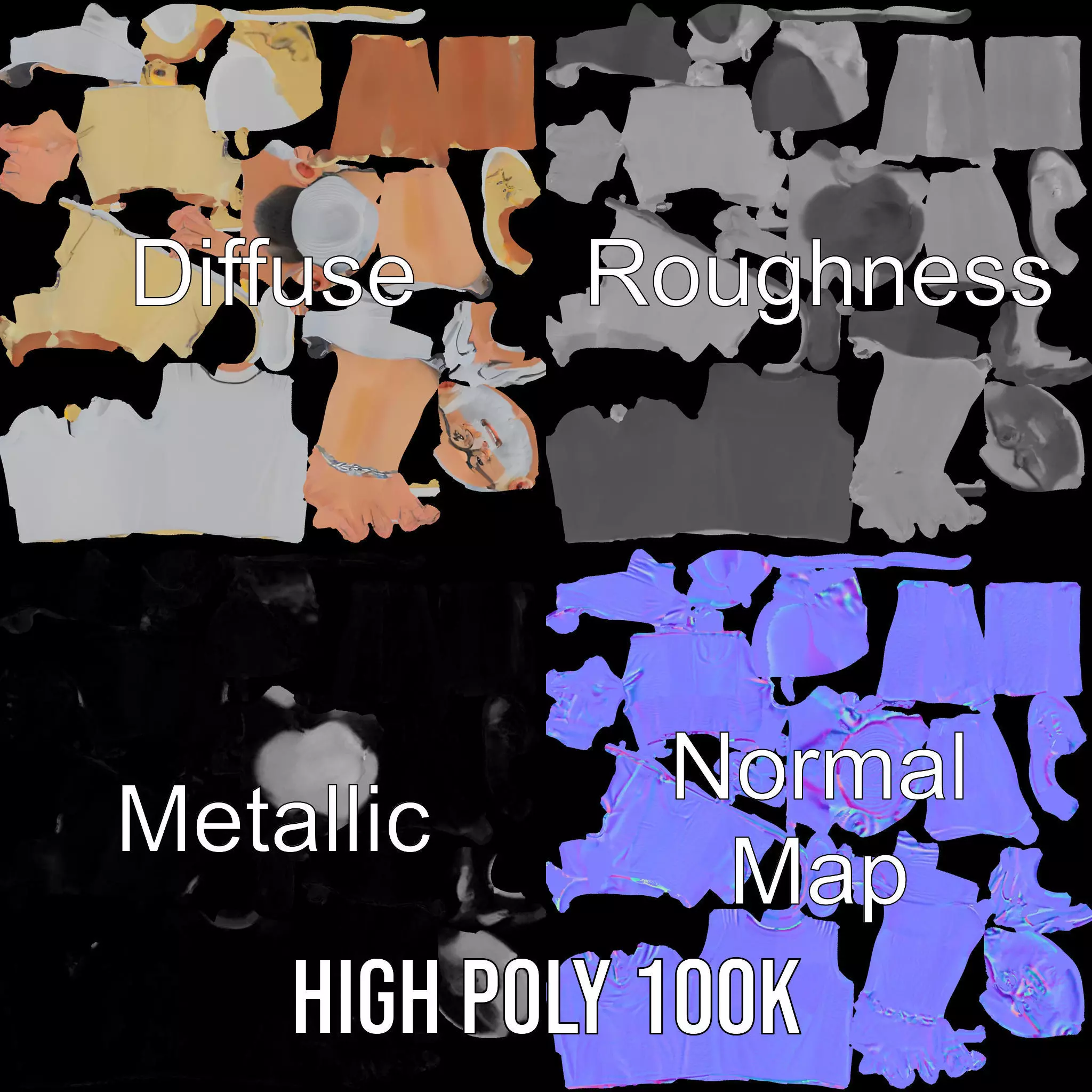 Elderly Male Character Model Pack with Casual Outfit and Glasses Low-poly 3D model_3